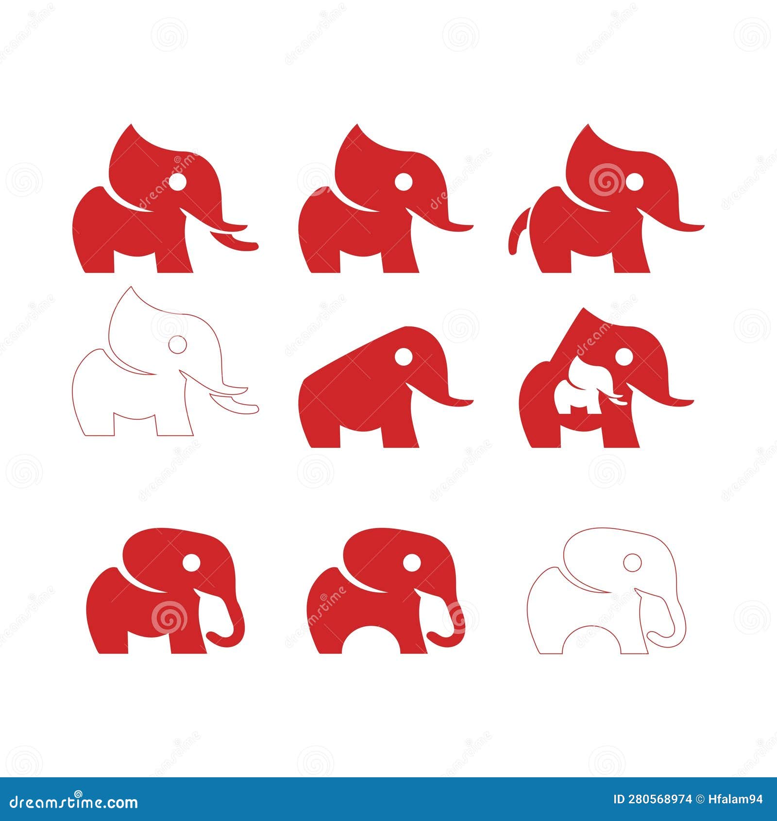 elephant wild animal icon ,, editable stroke, flat  style  on white linear,standing elephant logo