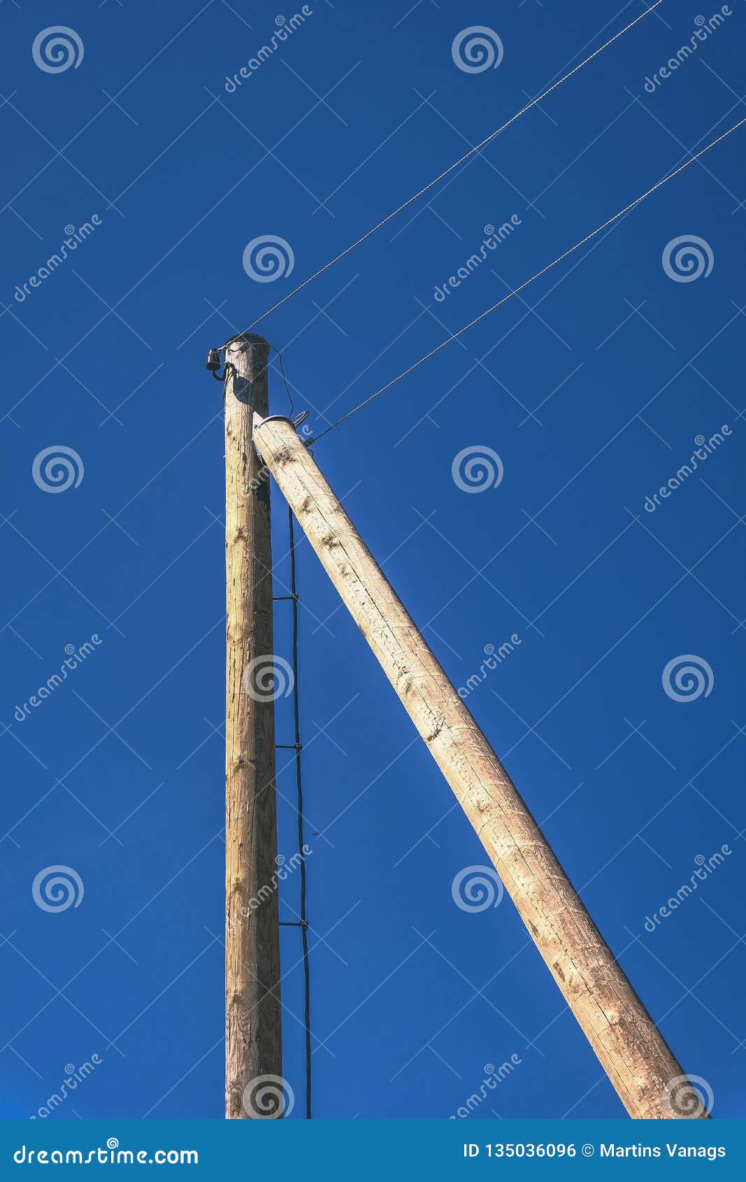 Eletricity Line Poles and Wires on Blu Sky - Vintage Retro Look Stock ...
