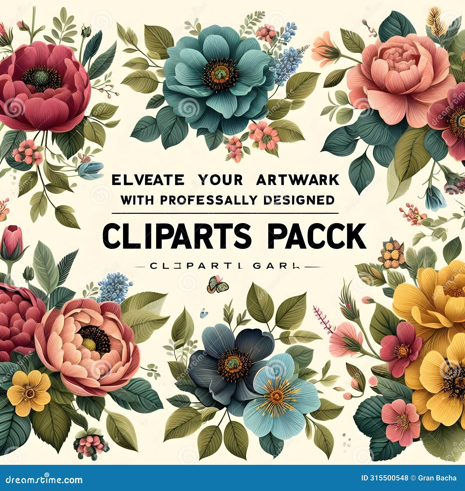 elevate your artwork with professionally ed floral cliparts packs