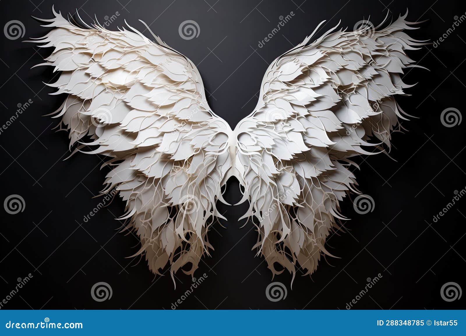 Angel Wings Made of Paper, Sculpted Forms, Multilayered Abstraction AI ...