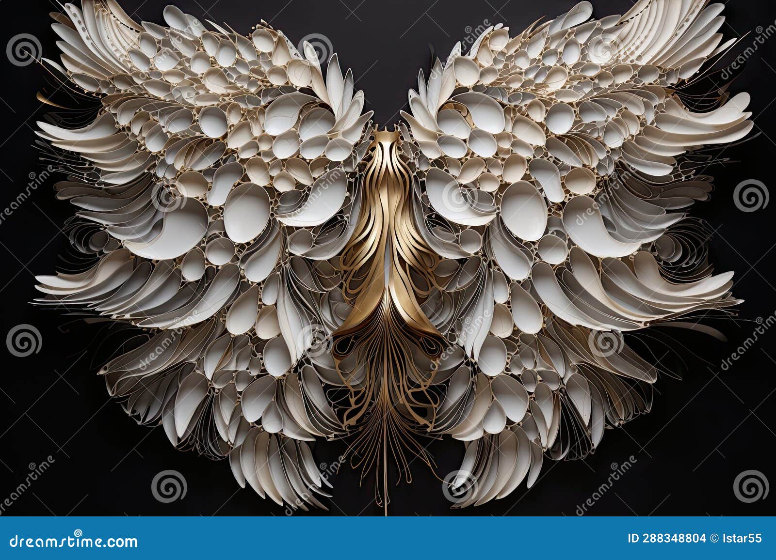 Angel Wings Made of Paper, Sculpted Forms, Multilayered Abstraction AI ...