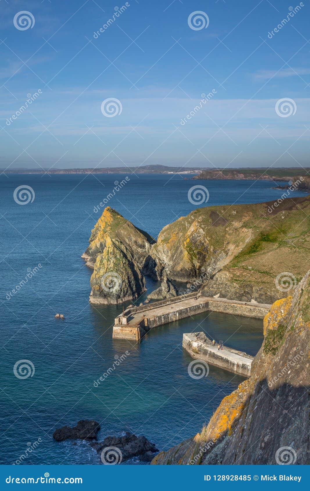 Elevated Harbour View, Mullion Cove, Cornwall Stock Image Image of