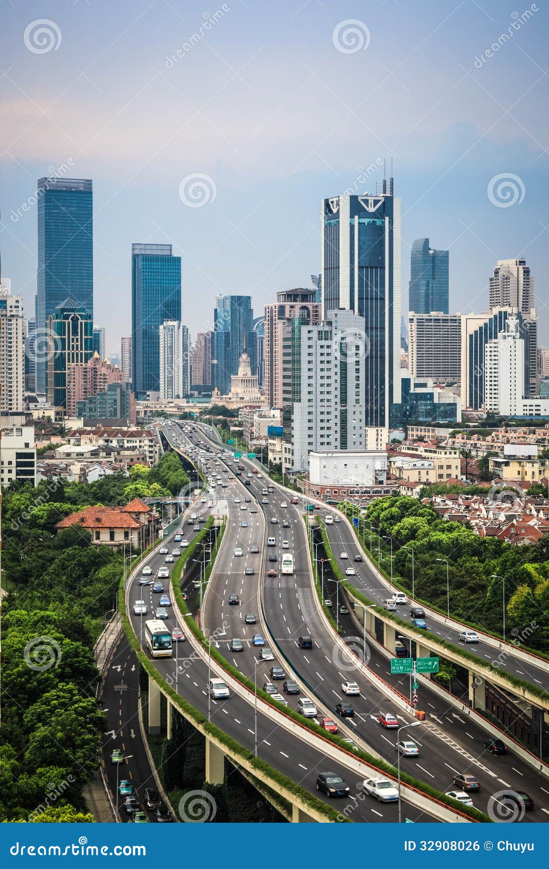 elevated road and modern city