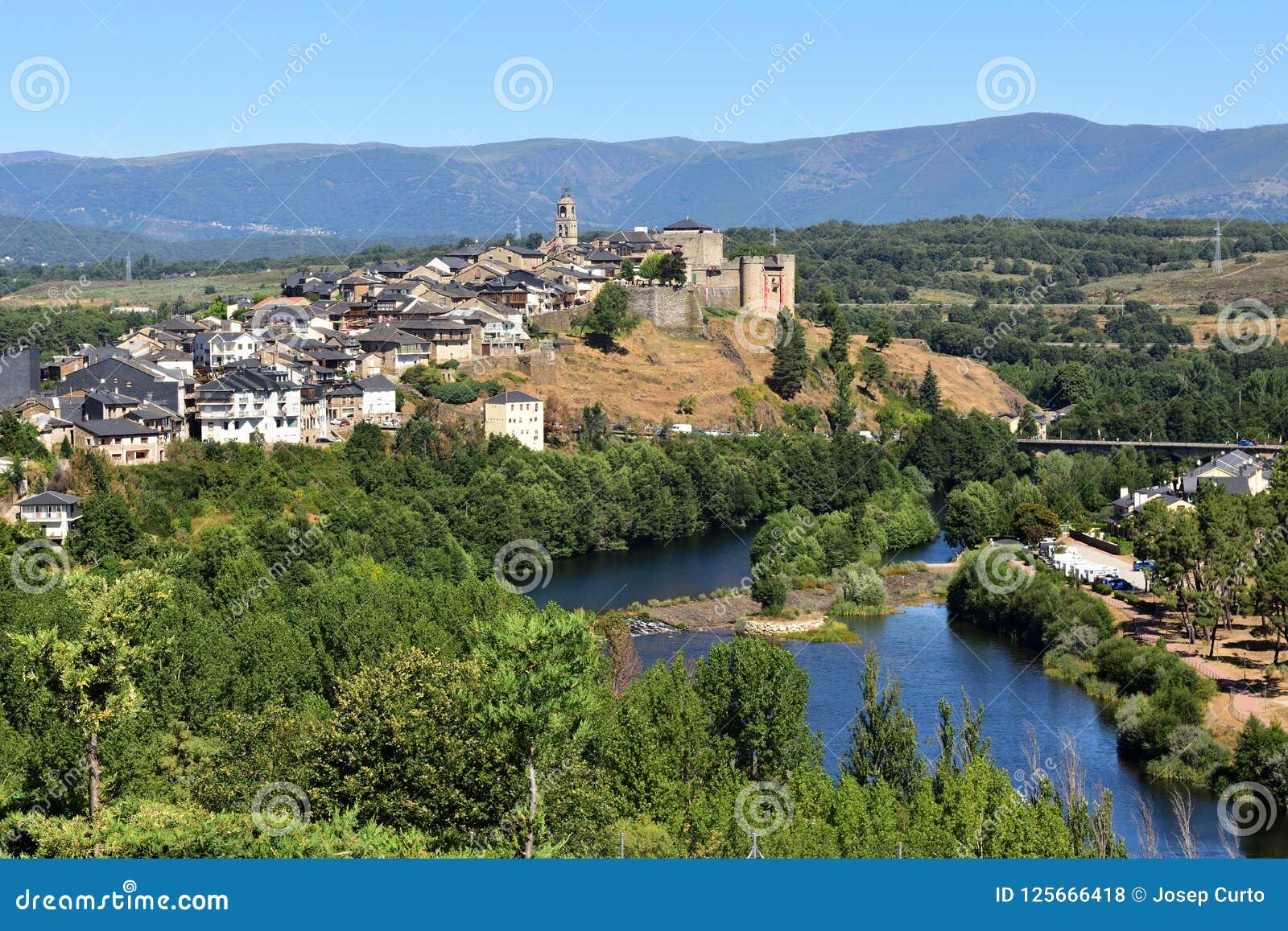 elevated view of the medieval town of puebla de sanabria and the