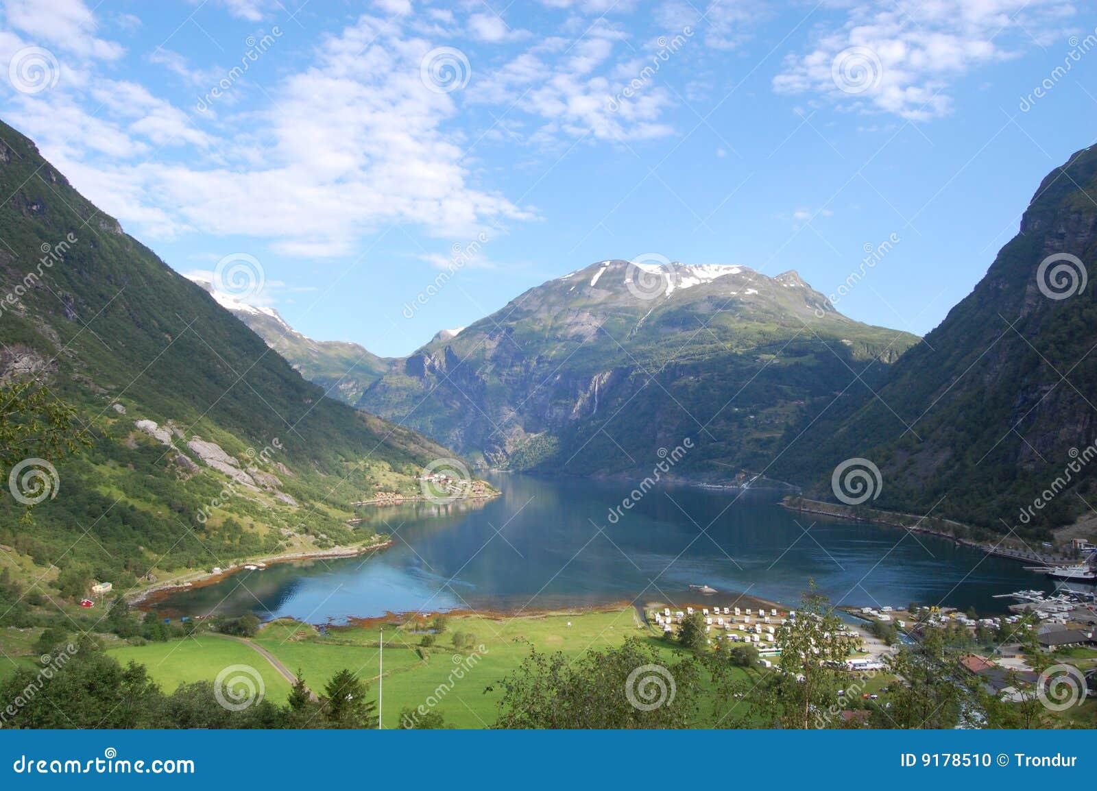 elevated view over geiranger in norway