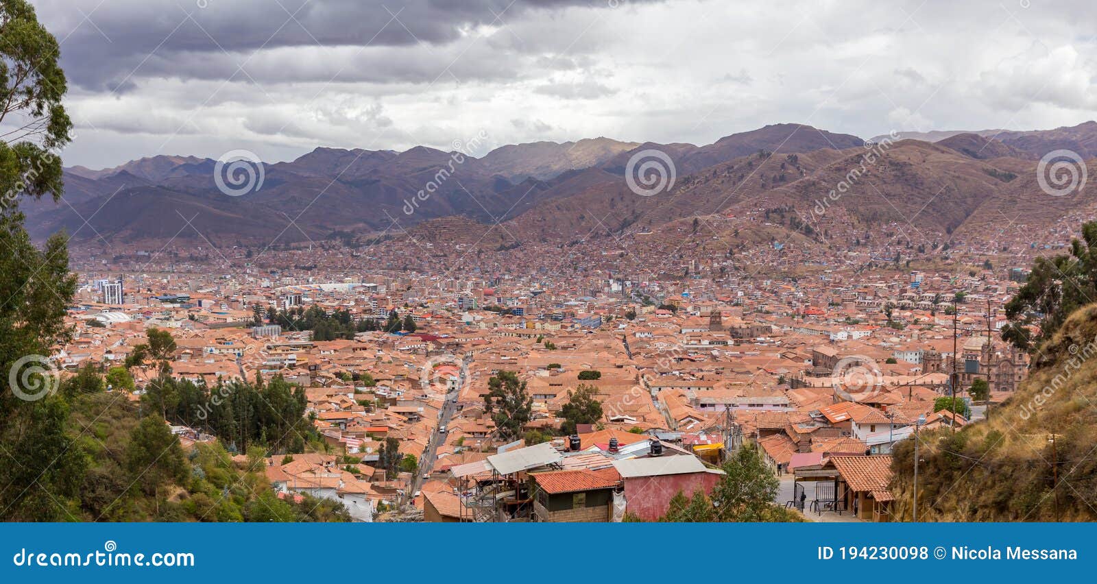 Elevated View of Suburban Housing in Cusco, Peru Stock Photo Image of