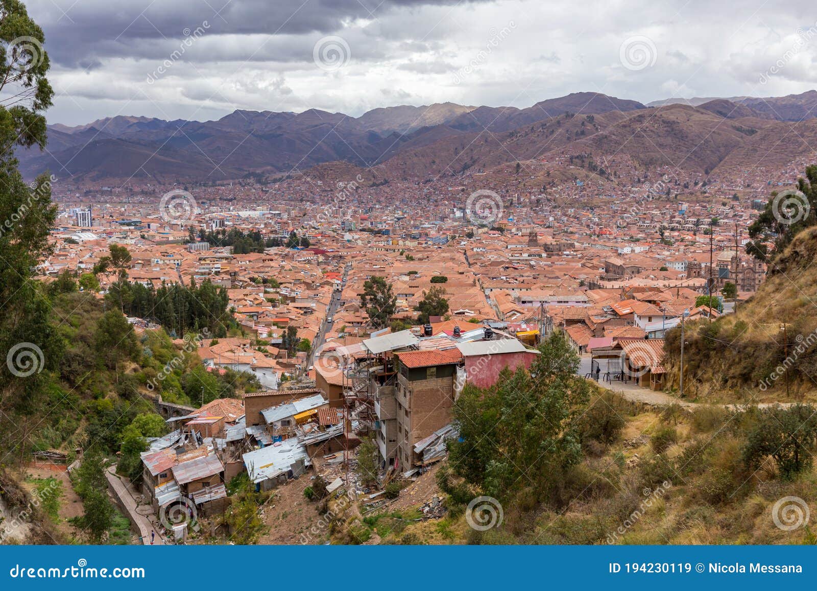 Elevated View of Suburban Housing in Cusco, Peru Stock Image Image of