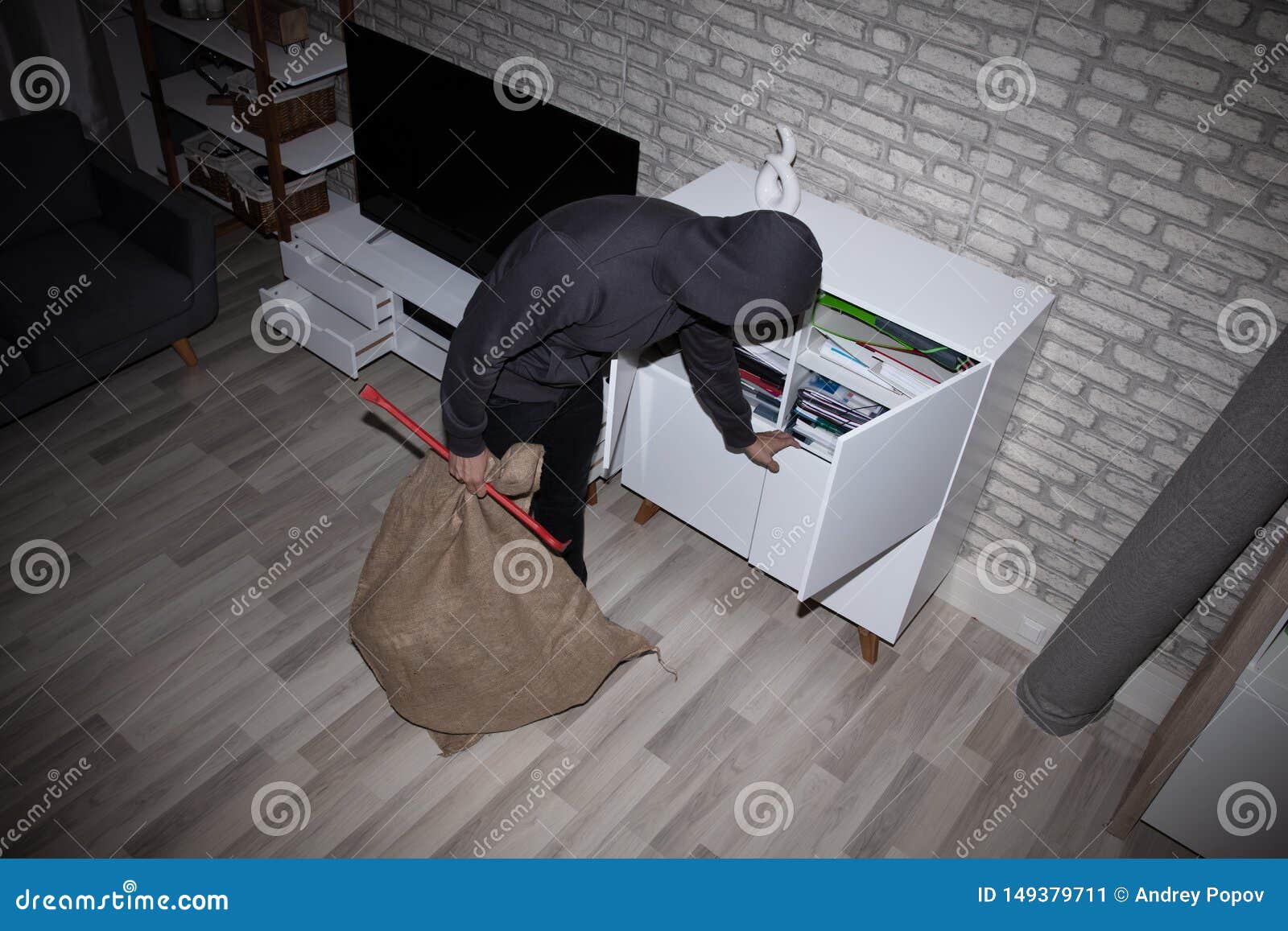 Thief Stealing File from Shelf Stock Image Image of crowbar, frame