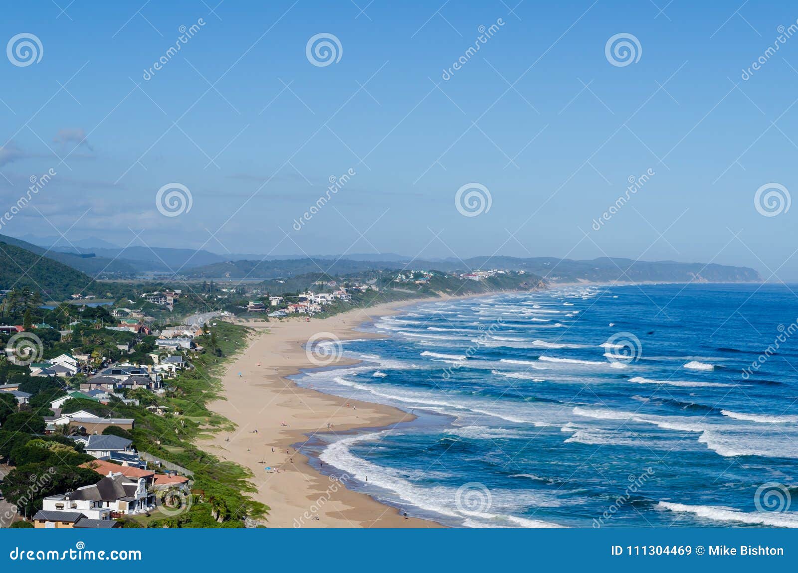 elevated view of wilderness beach, garden route in south africa