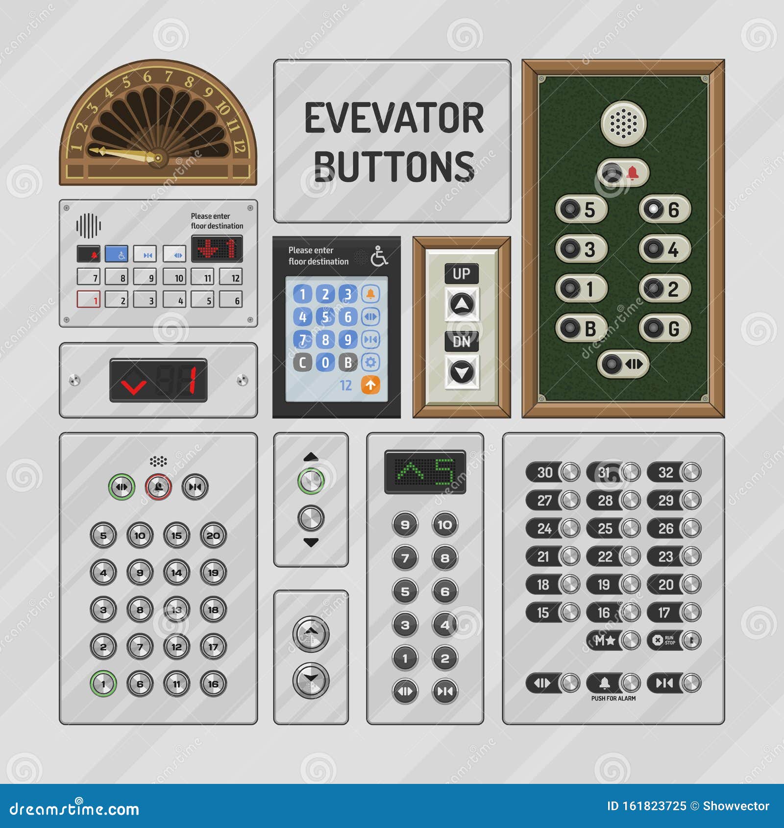 Elevator Buttons Vector Lift Metal Push Button on Control Panel Numbers in  Business Office Building Illustration Set of Stock Vector - Illustration of  hotel, design: 161823725