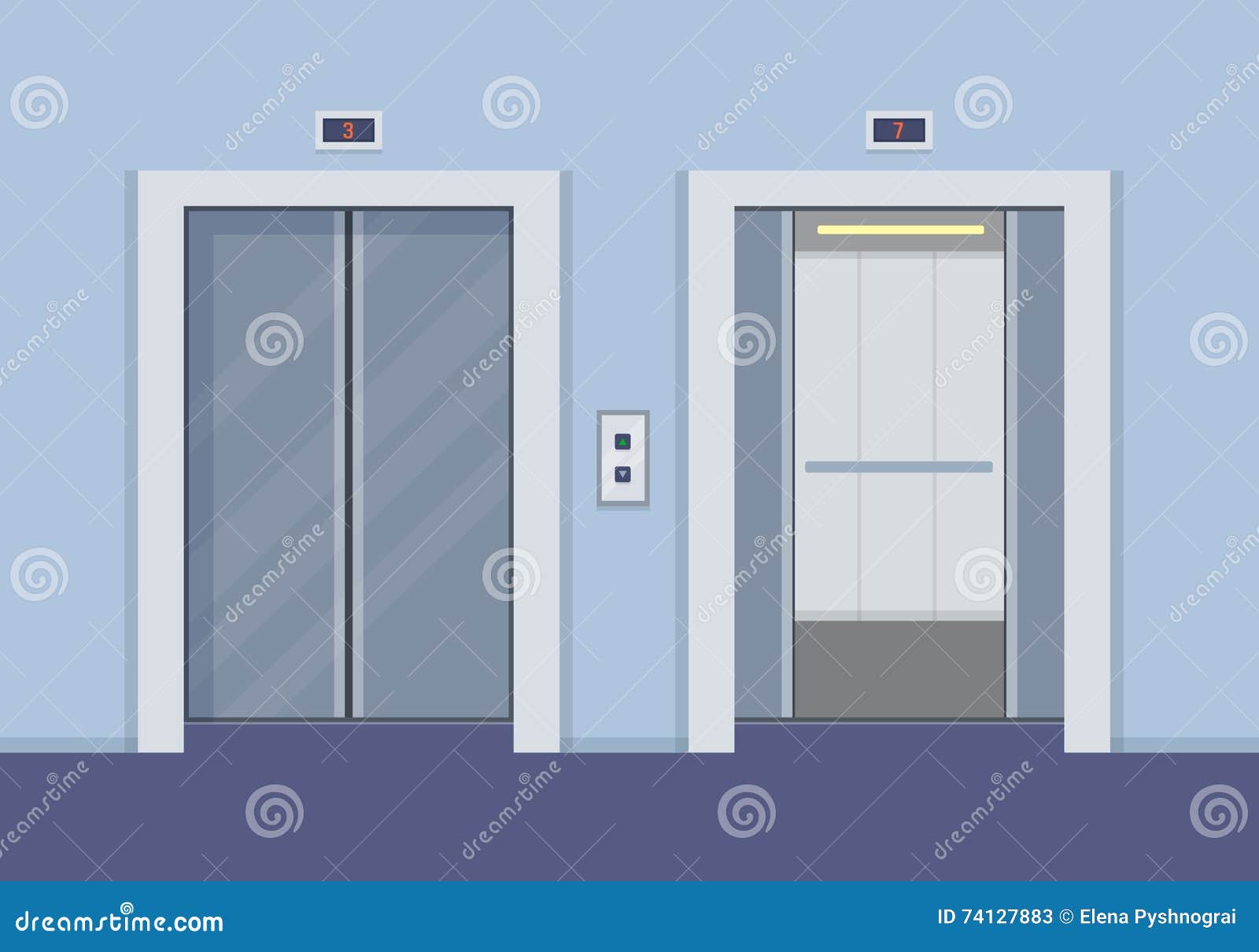 Elevator doors stock vector. Illustration of hotel, buttons 74127883