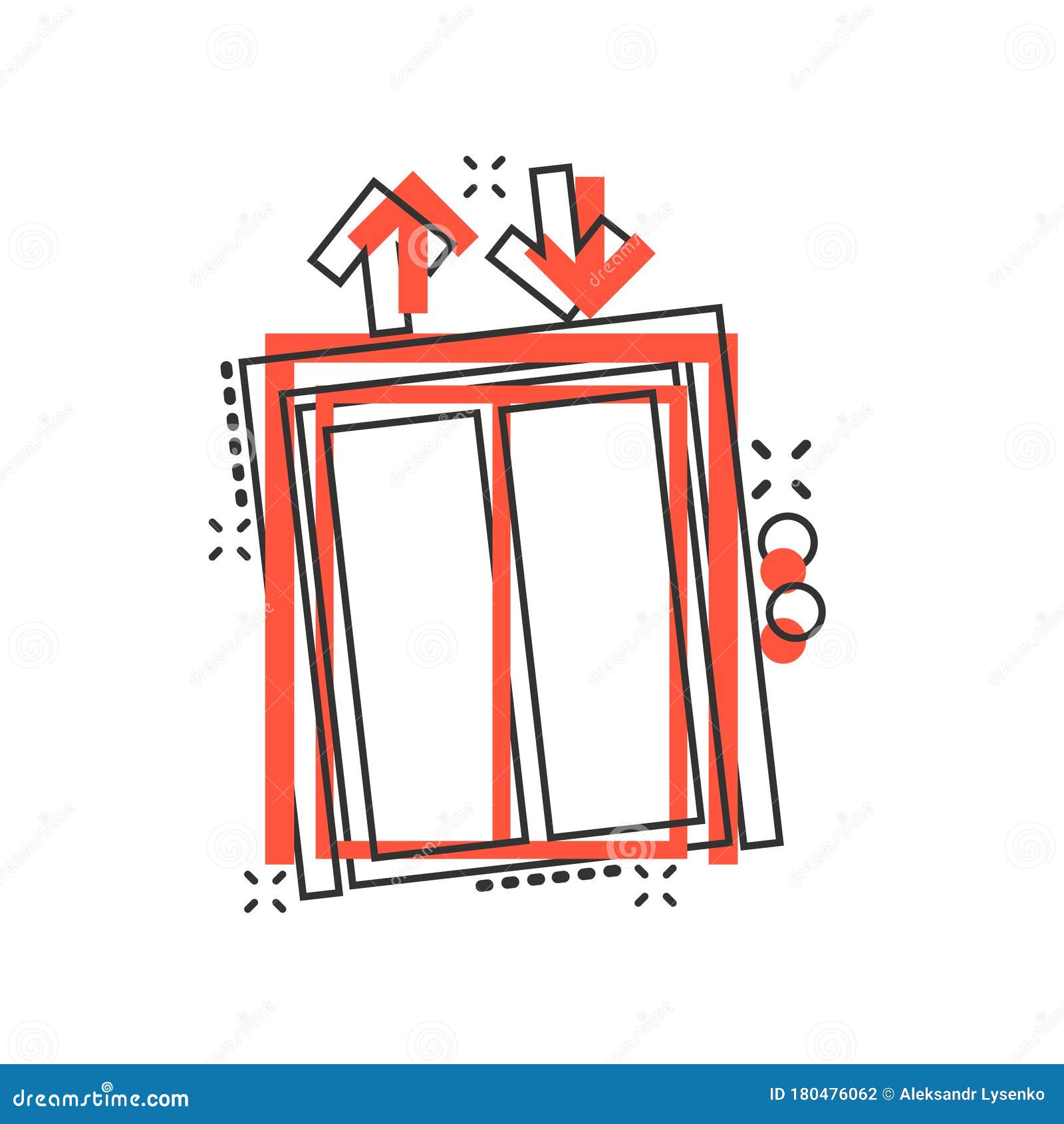 Elevator Icon in Comic Style. Lift Cartoon Vector Illustration on White