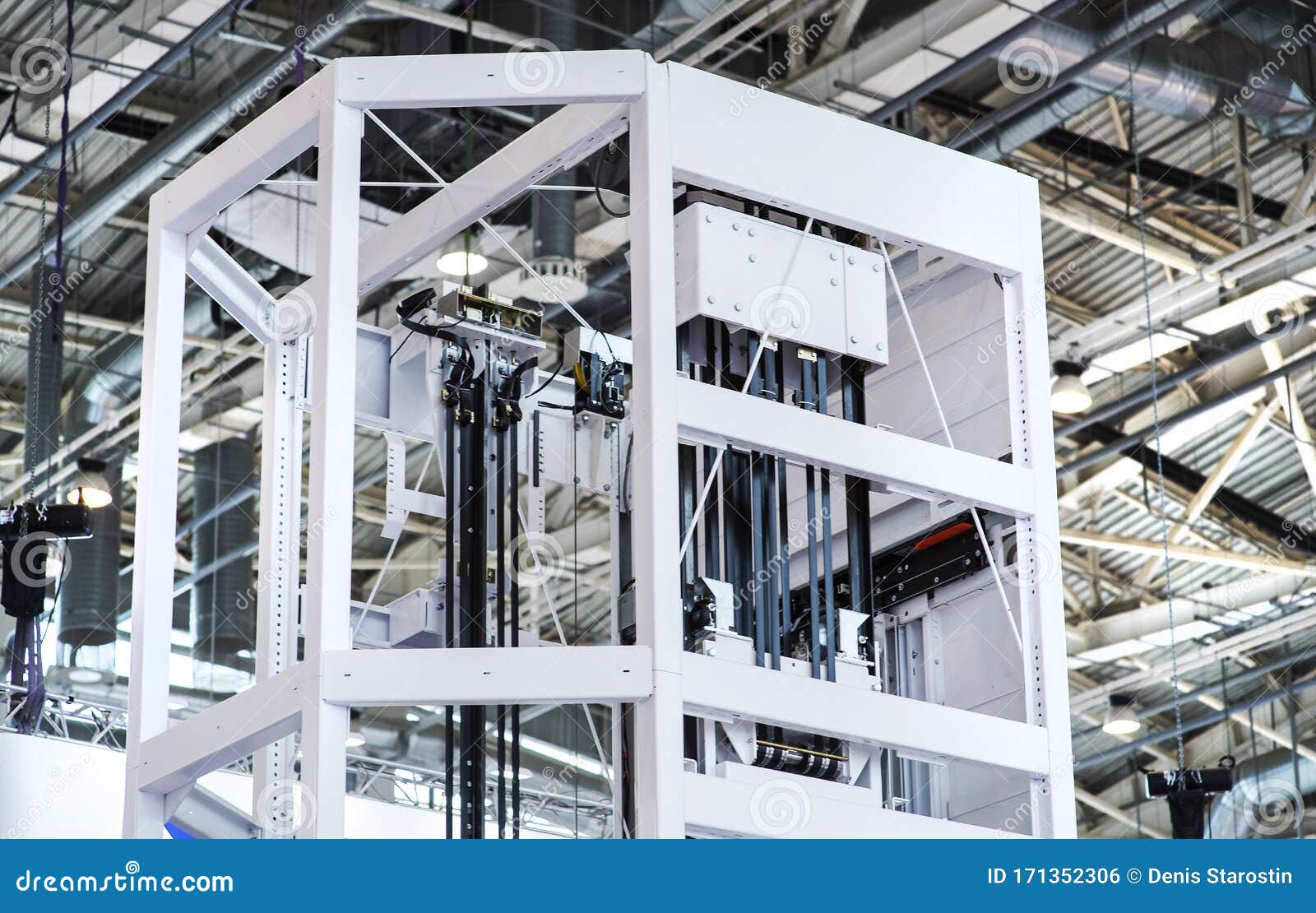 Elevator Installation, Lift Technician Installing a Modern Elevator Stock Photo Image of