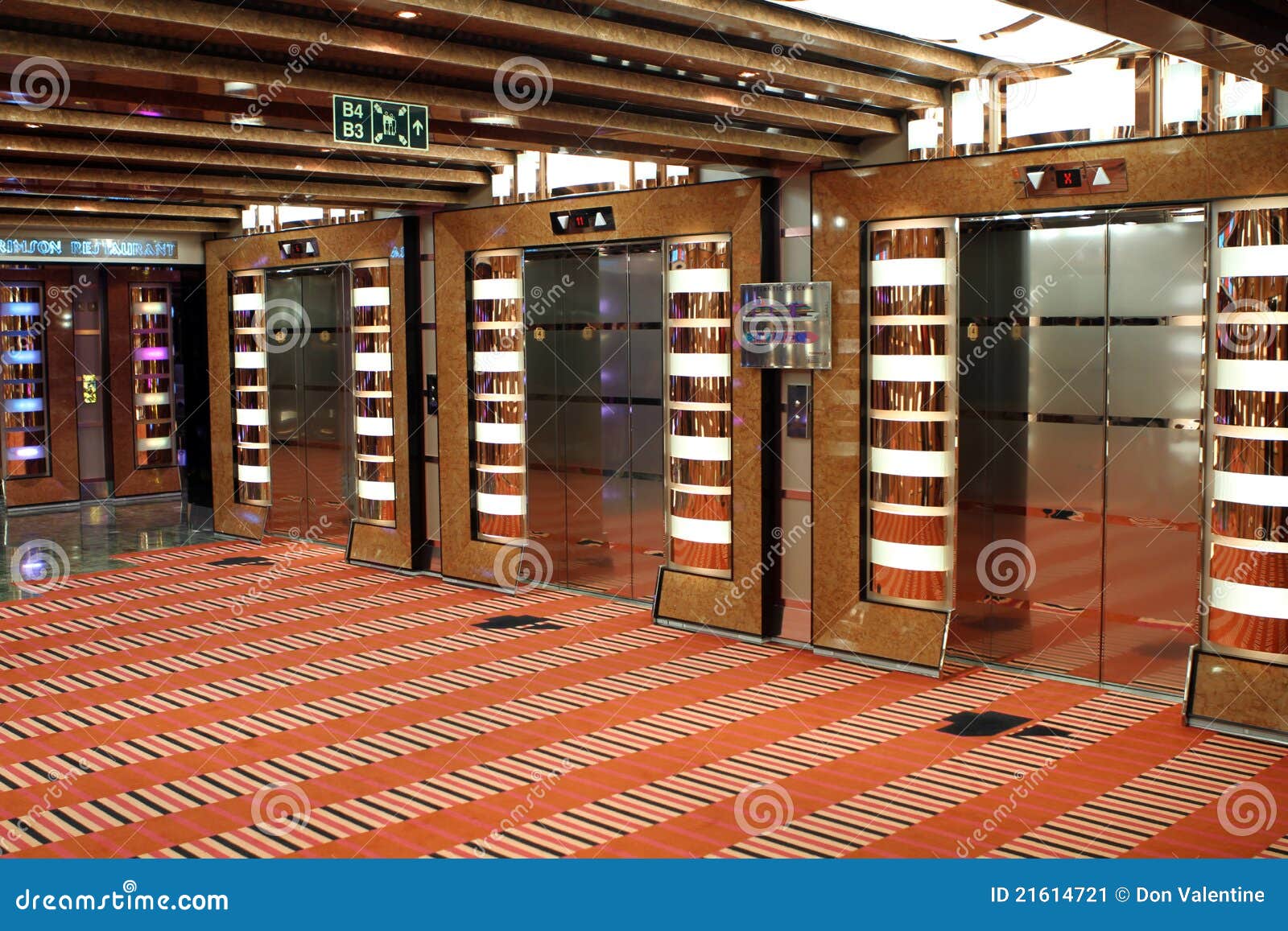 Elevators on a cruise ship stock image. Image of elevators 21614721