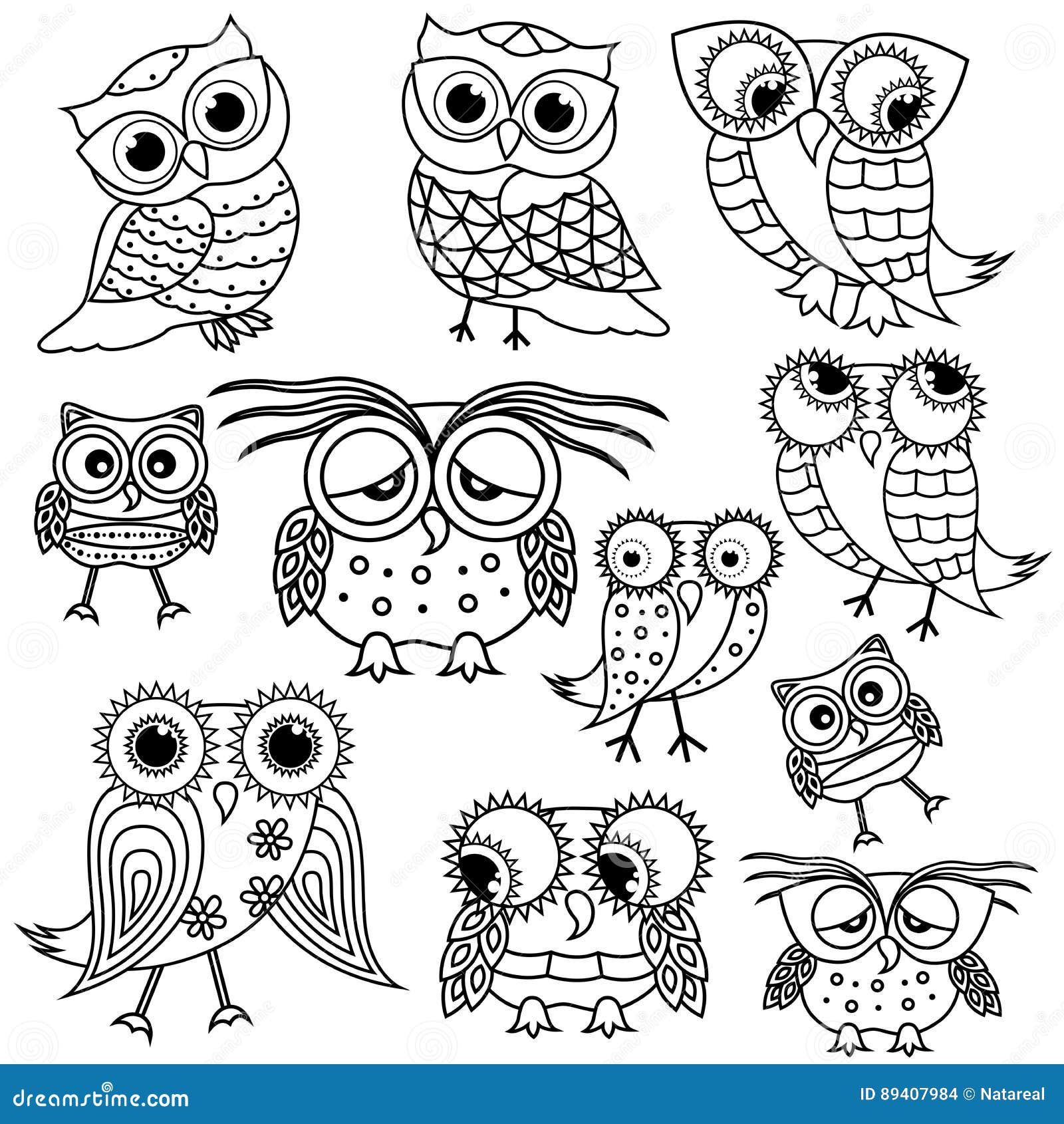 Eleven Cartoon Funny Owl Outlines Stock Vector - Illustration of cartoon, avian: 89407984 Eleven Cartoon Funny Owl Outlines Stock Vector - Illustration of cartoon, avian: 89407984