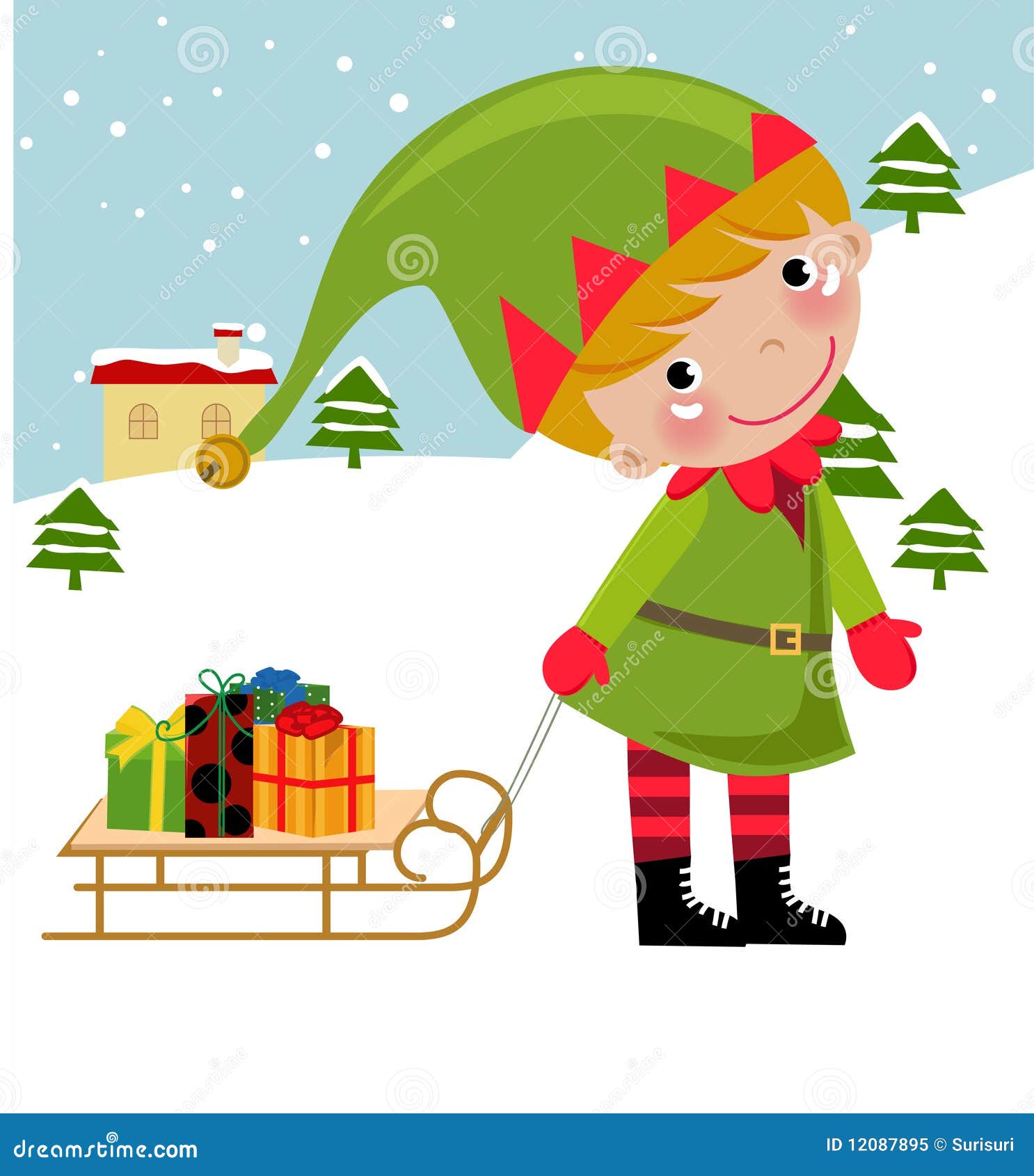 Elf stock vector. Illustration of gift, cartoon, celebrate - 12087895
