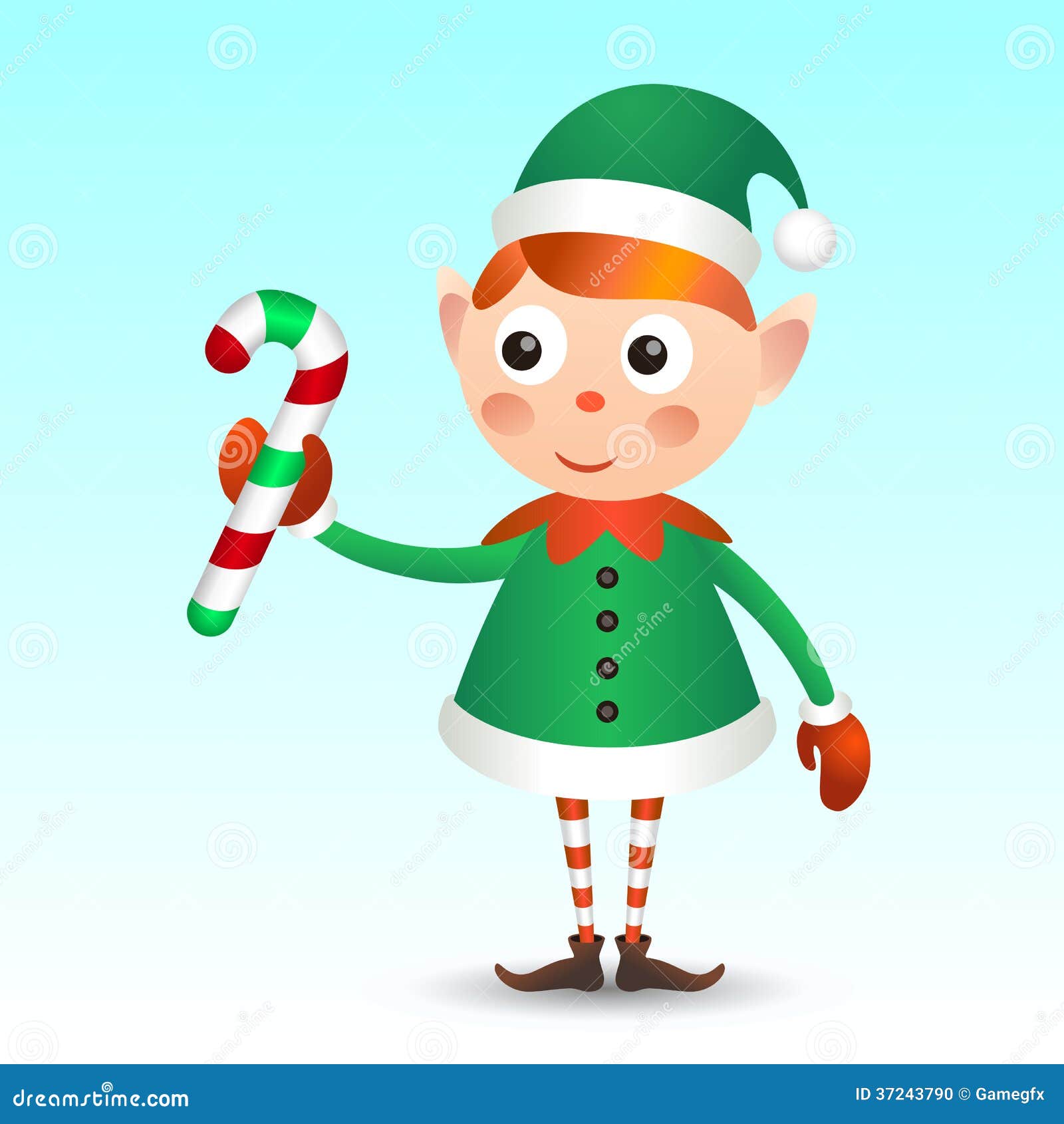 Elf with candy cane stock vector. Illustration of male - 37243790