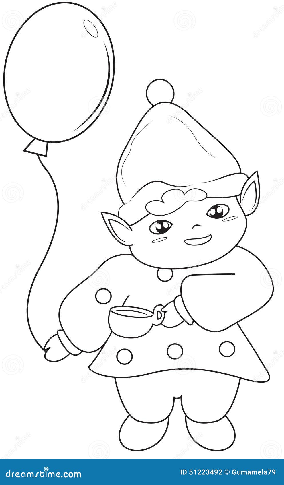 Elf coloring page stock illustration. Illustration of background - 51223492