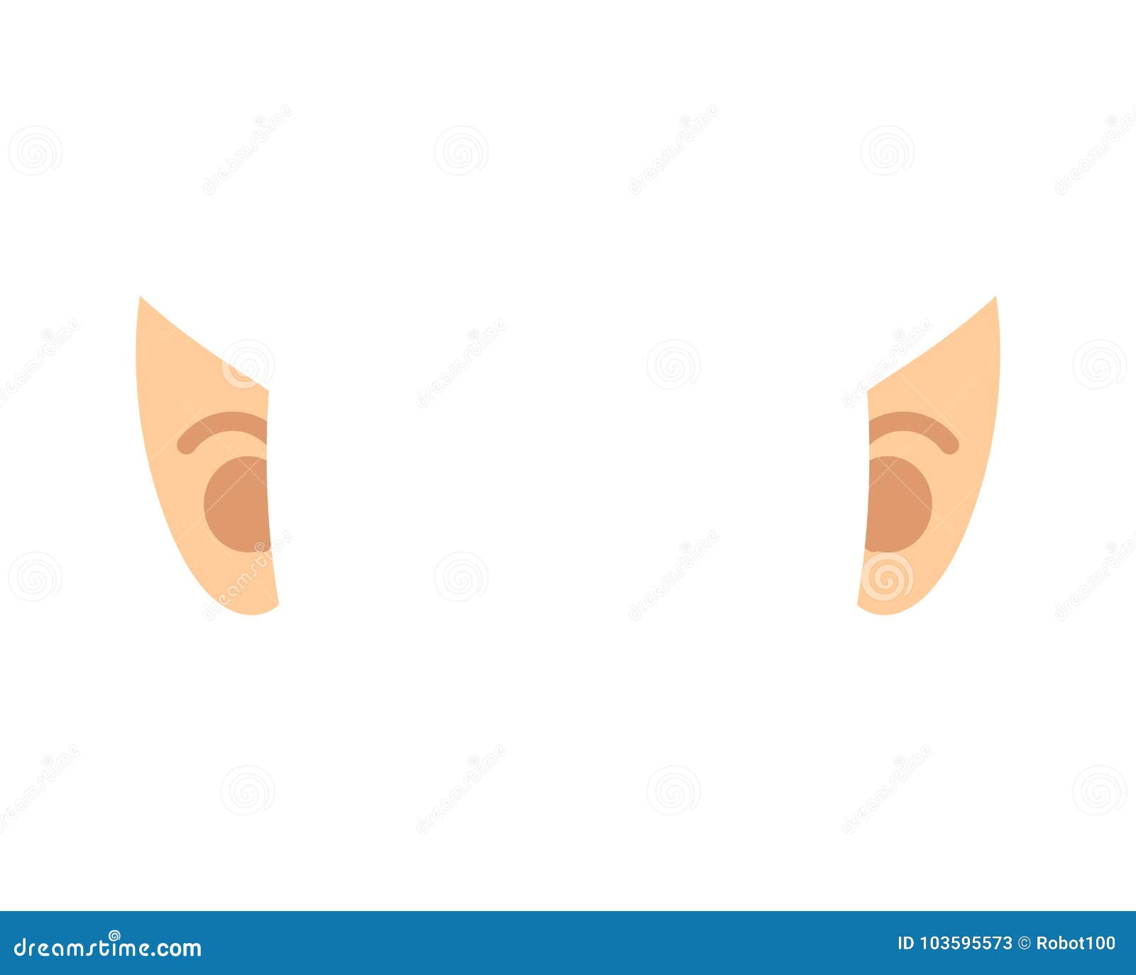 Elf Ears Isolated Template Portrait Vector Illustration Stock Vector