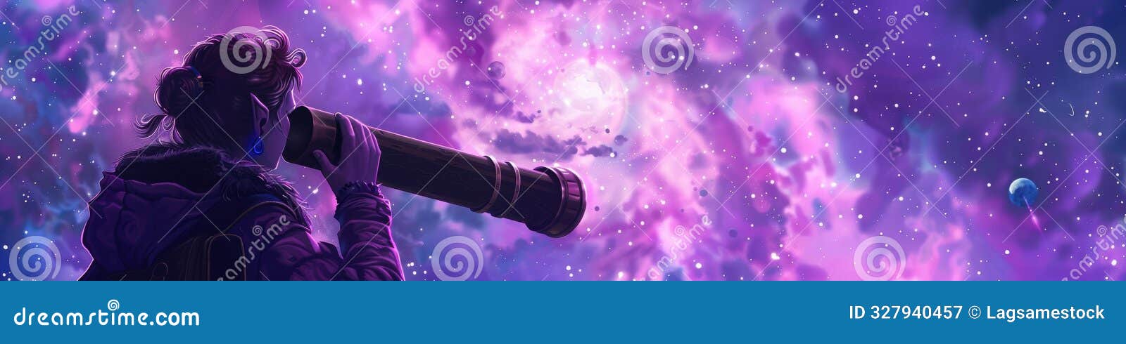 an elf scientist observing a nebula through a large enchanted telescope seeking the secrets of celestial healing