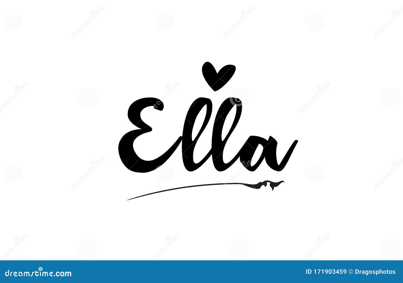 Ella Name Text Word with Love Heart Hand Written for Logo ...