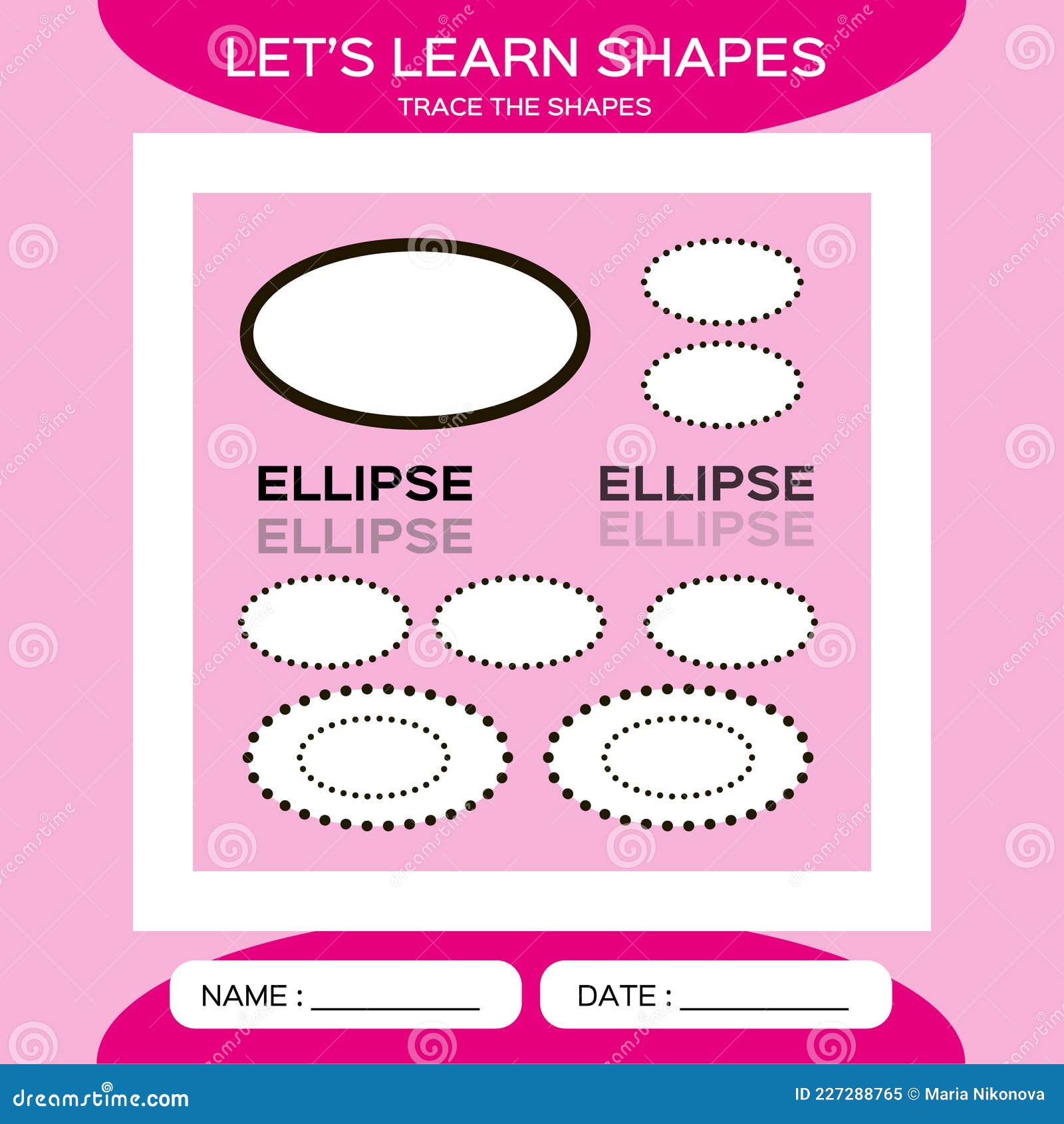 Ellipse. Basic Geometric Shapes. Elements for Children. Learn Shapes