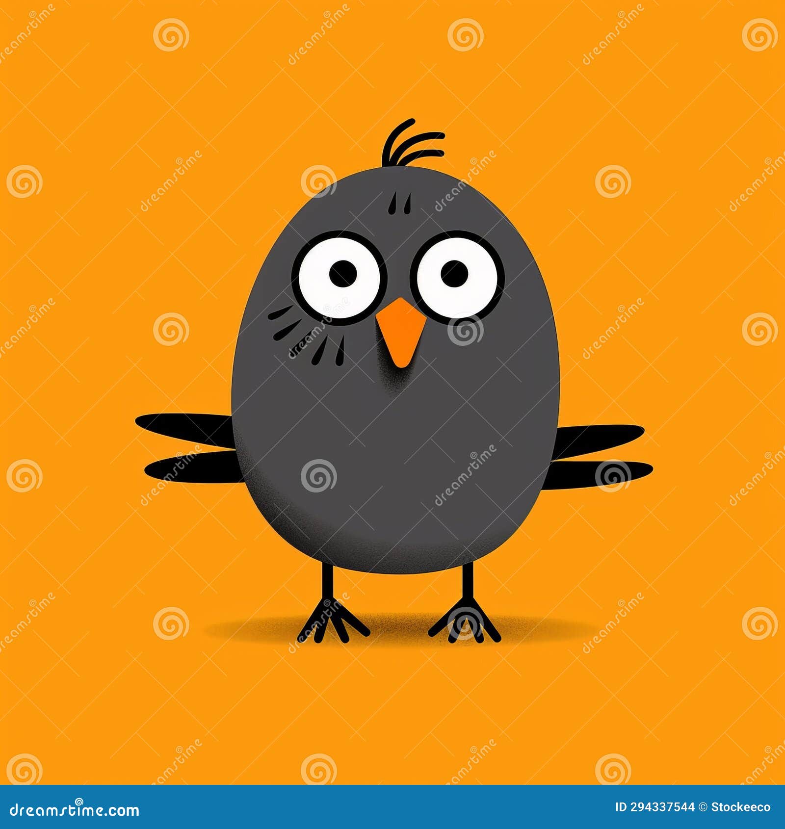 whimsical grey bird icon on orange background