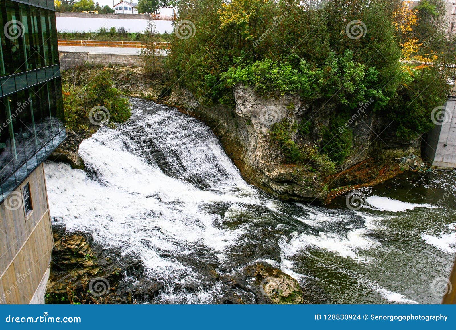 Elora Ontario in the fall stock photo. Image of waterfalls 128830924