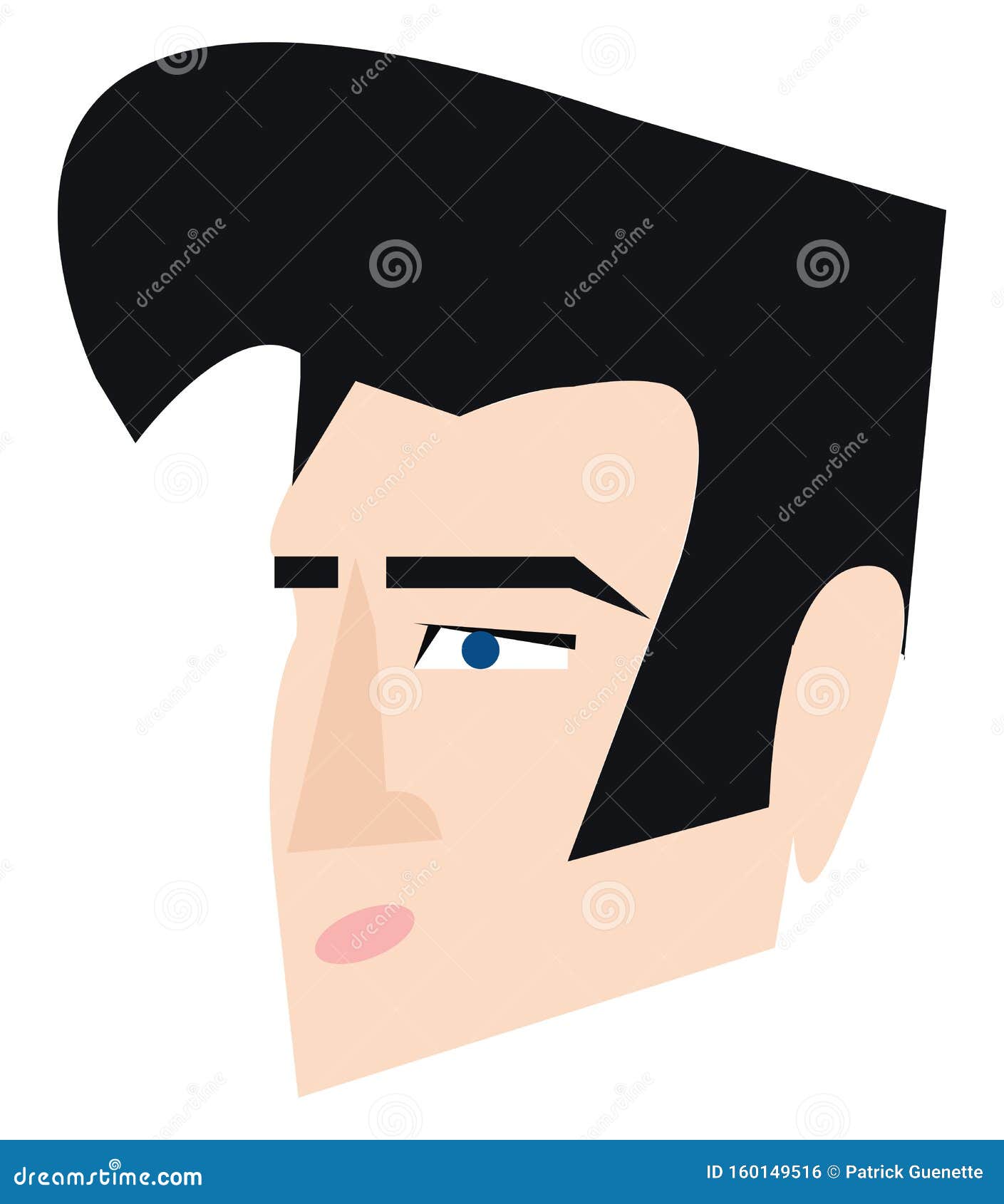 Handsome Confident Man with Retro Classic Elvis Presley Hairstyle, Looking  Away, Wearing Blue Shirt. Stock Image - Image of indoor, hairdo: 268863595