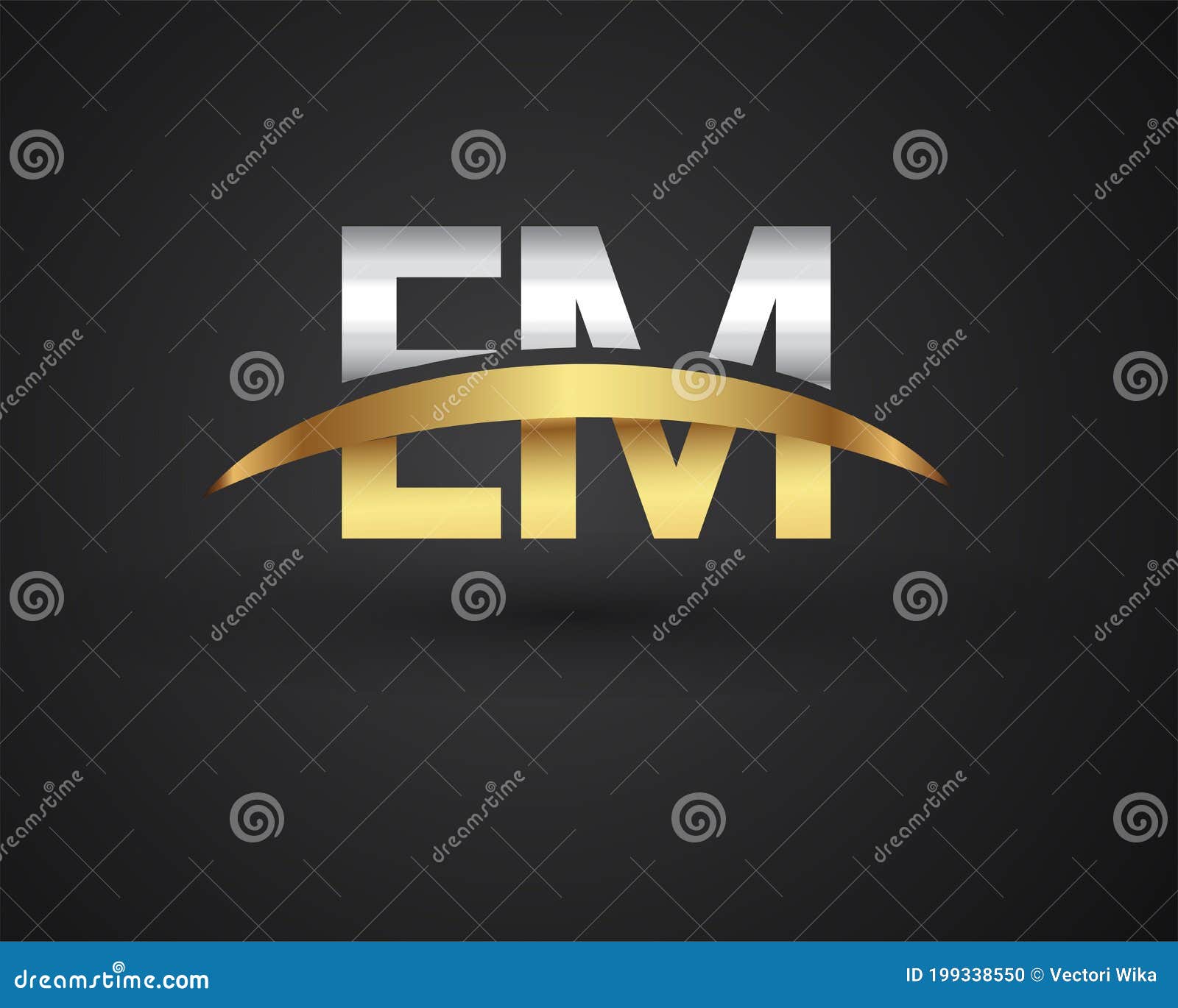 EM Initial Logo Company Name Colored Gold And Silver Swoosh Design,  Isolated On White Background. Vector Logo For Business And Company  Identity. Royalty Free SVG, Cliparts, Vectors, and Stock Illustration.  Image 165044572.