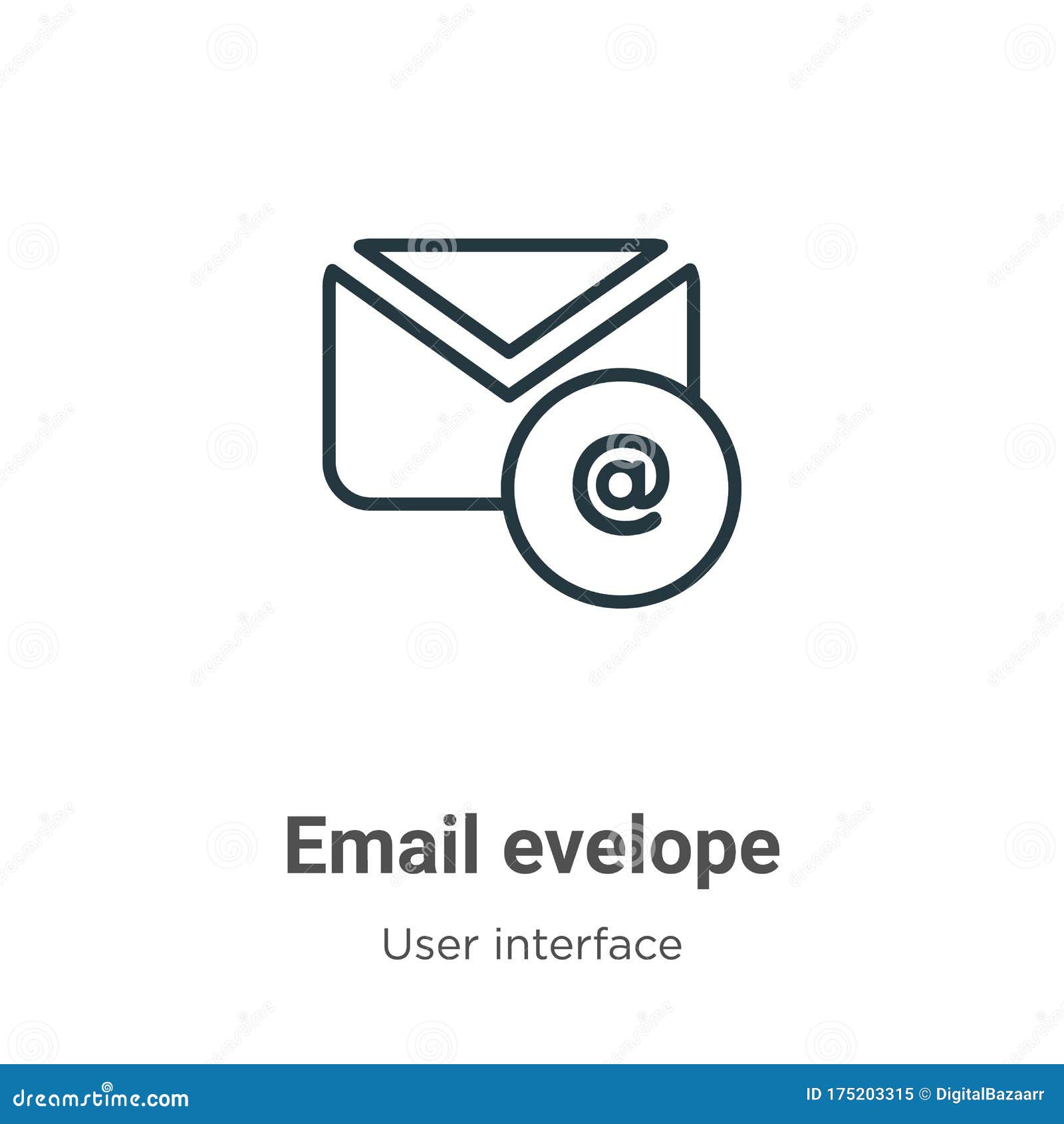 email evelope outline  icon. thin line black email evelope icon, flat  simple   from editable user