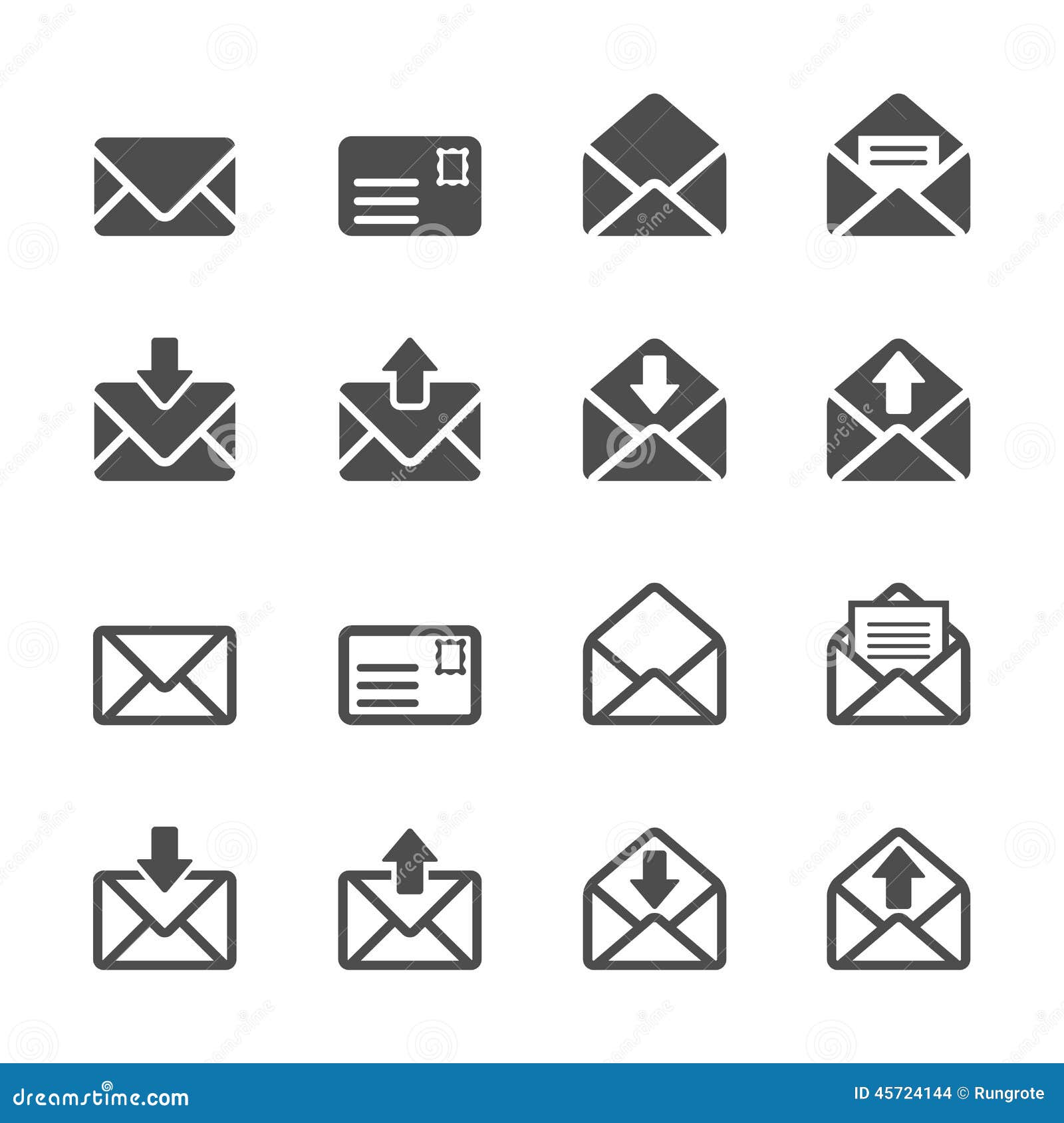 email and letter icon set,  eps10