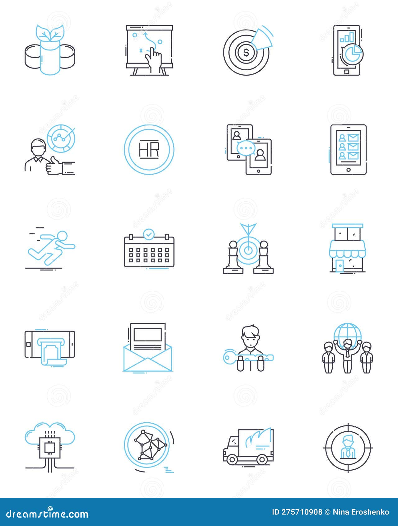 email marketing linear icons set. newsletter, campaign, subscriber, list, automation, conversion, database line 