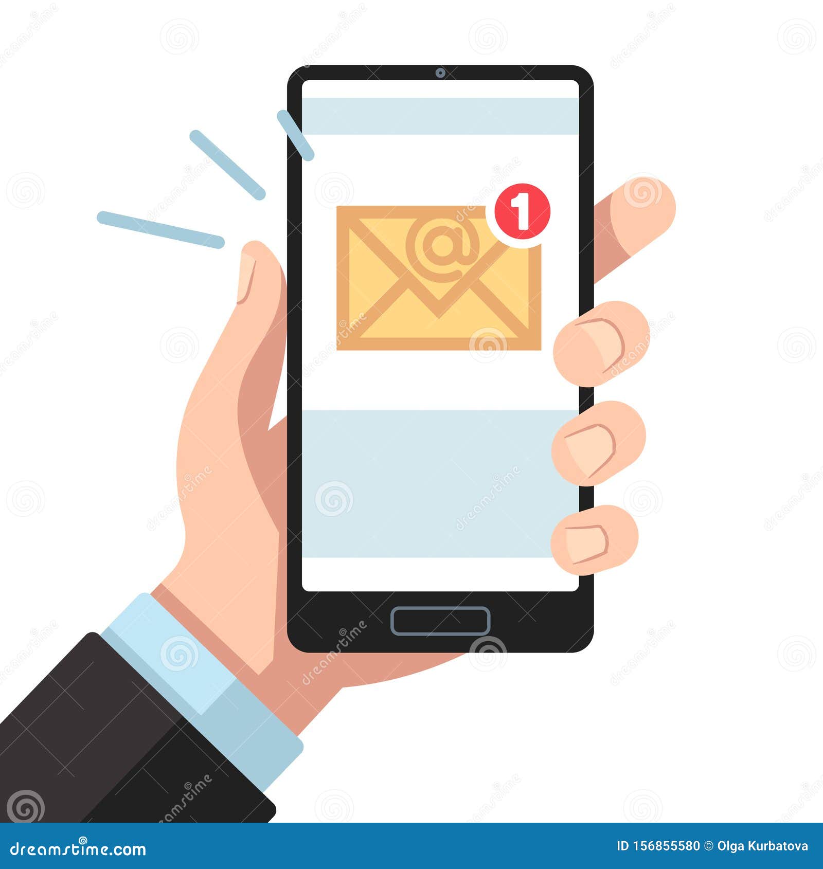 email notification on smartphone in hand. inbox unread mail, new emails message. sending letters receive mobile mailings