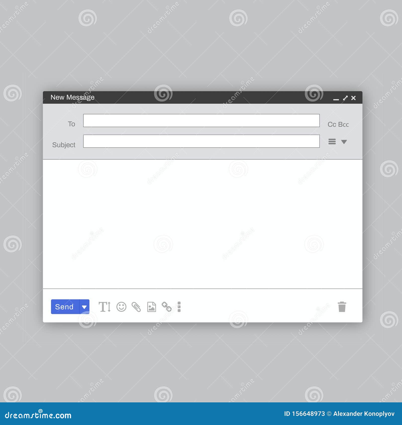 Download Email Window Mockup Realistic Illustration. Blank New ...