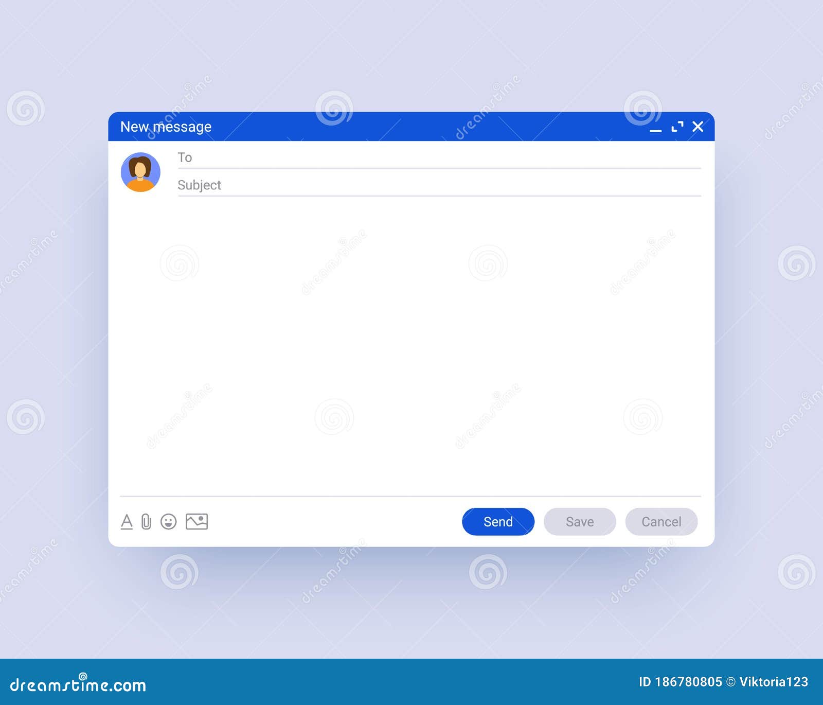 Download Email Window Template, New Message Interface Mockup. Computer Desktop Screen Of Mail Isolated ...