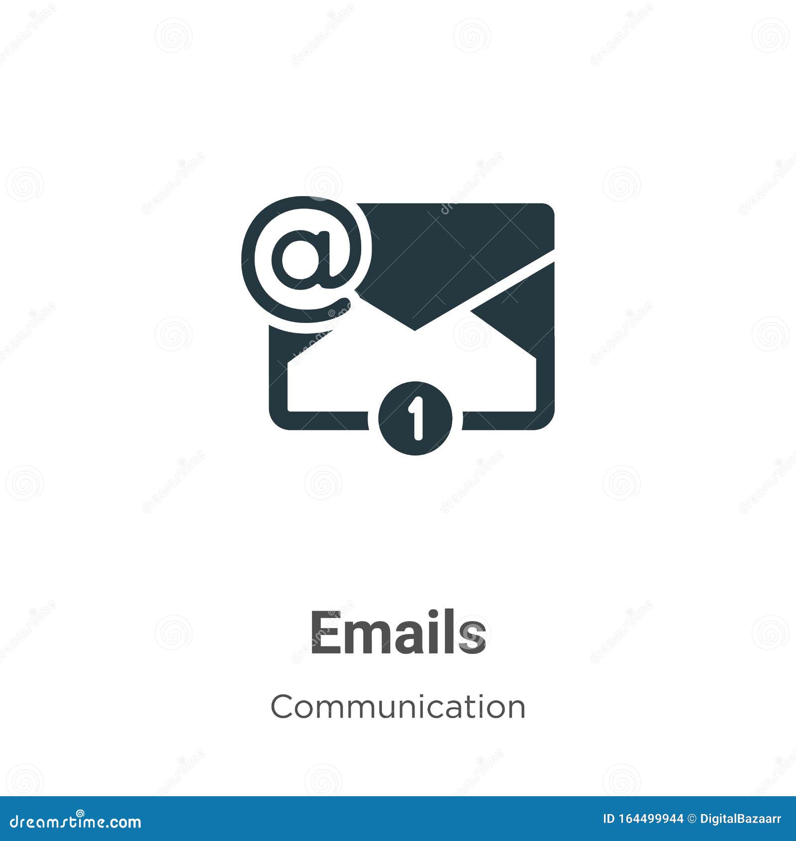 Emails Vector Icon On White Background. Flat Vector Emails Icon Symbol