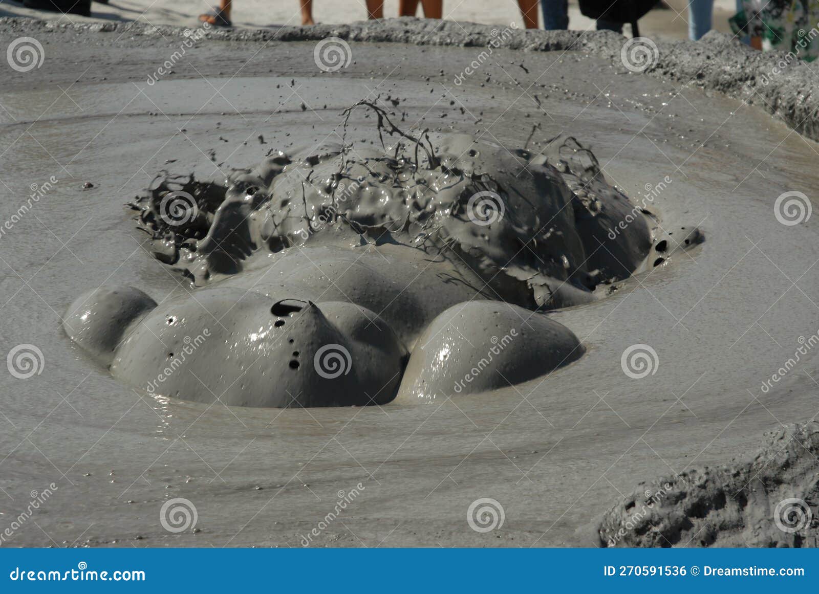 emanations of gases, water and mud with power making bubbles