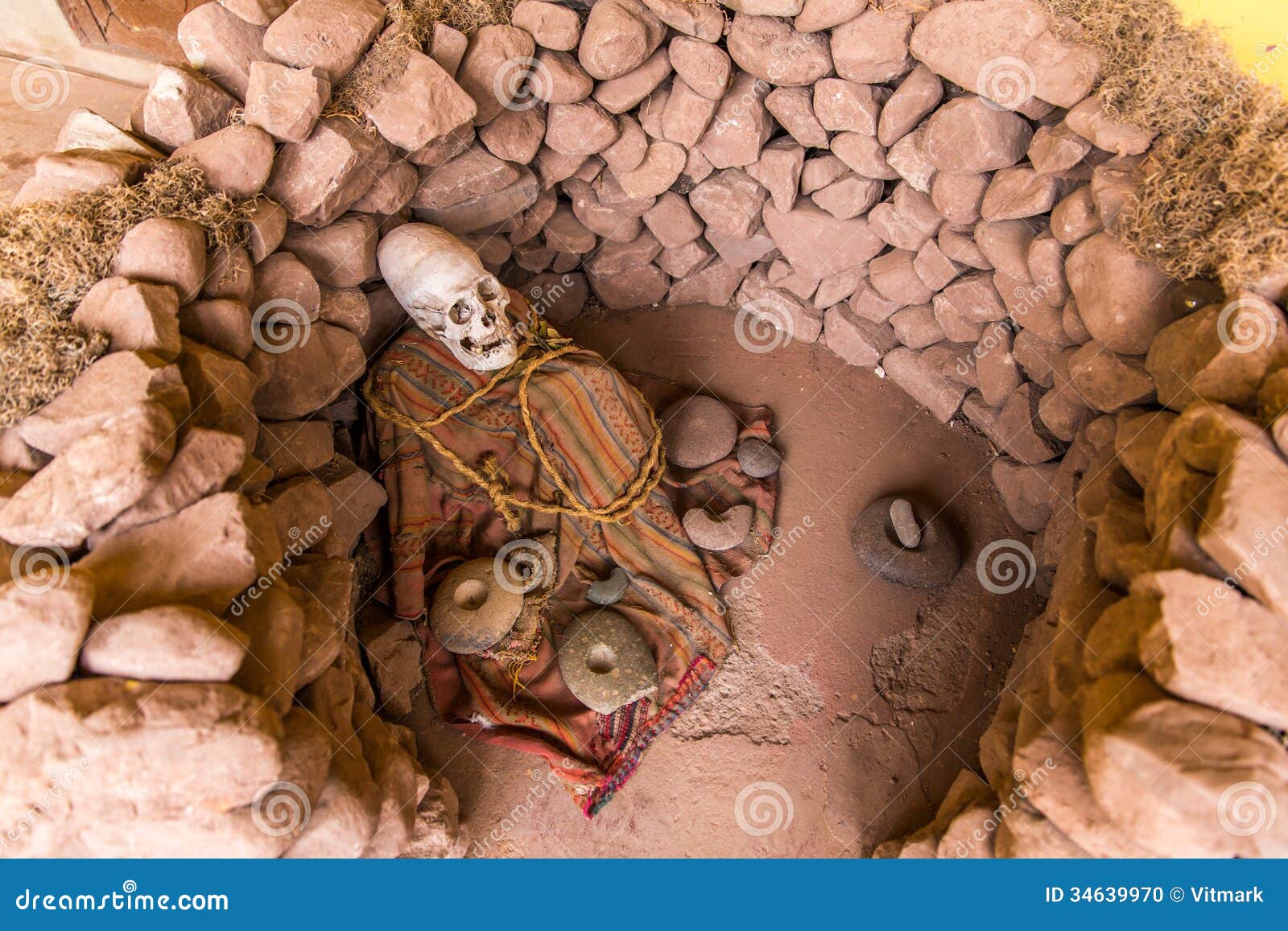 Embalmed Mummy And Skull In Peru Stock Photo Image Of