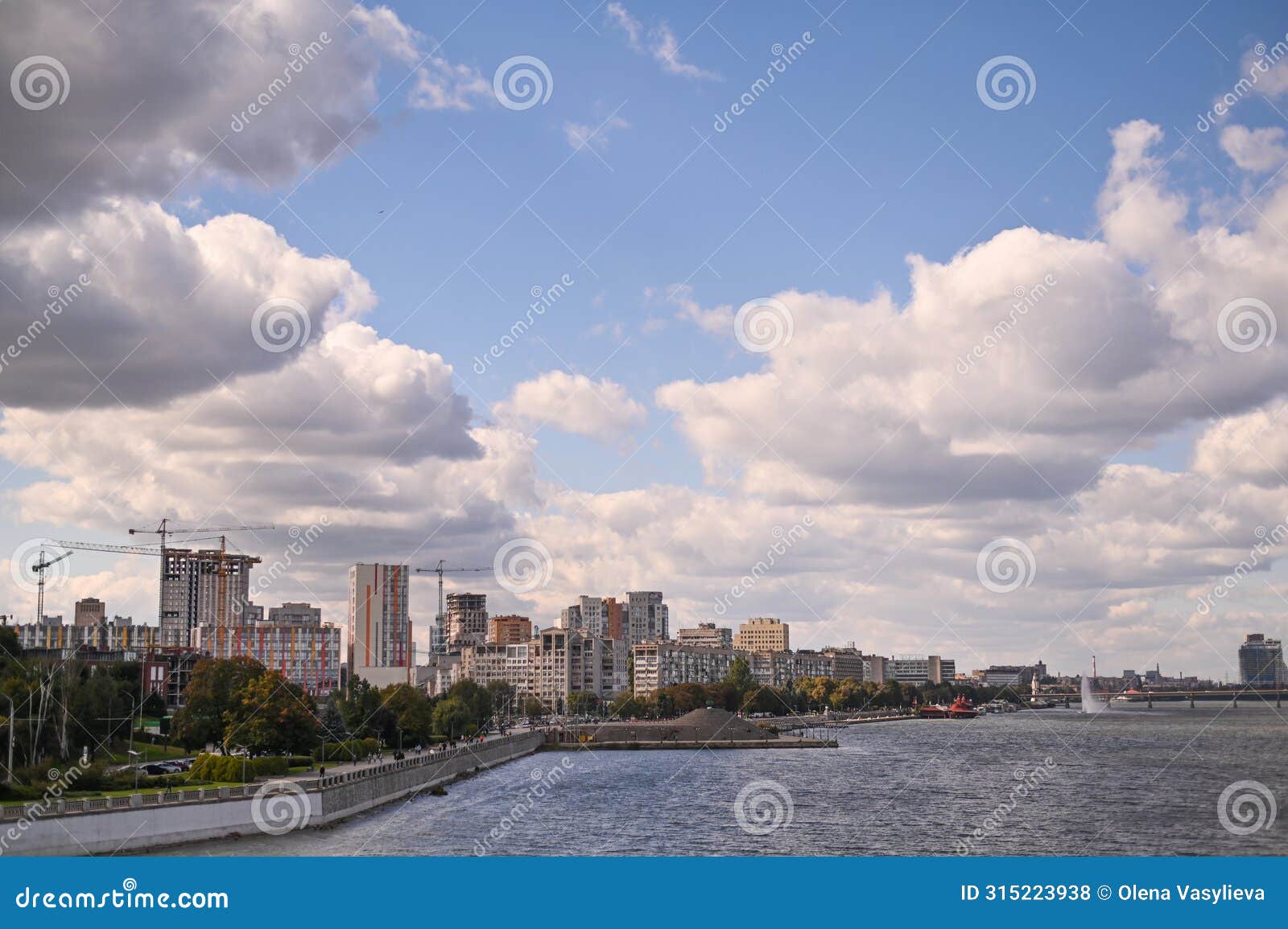 the embankment of the city of dnipro. the dnieper river