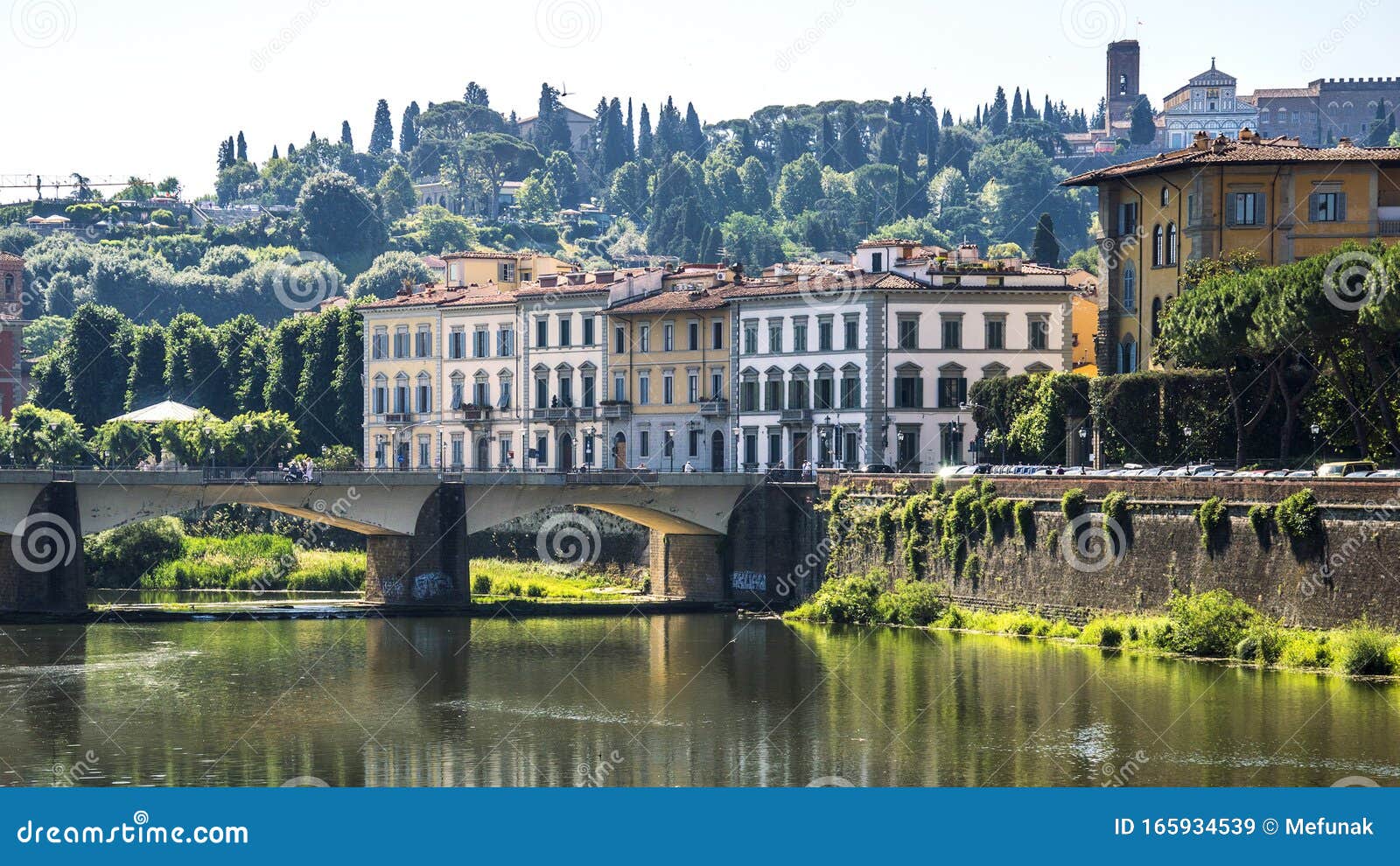 the embankment of the river arno in florence, tuscany, italy near the uffizi galery