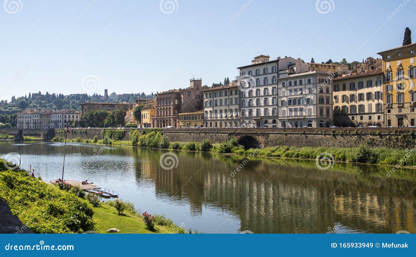 the embankment of the river arno in florence, tuscany, italy near the uffizi galery