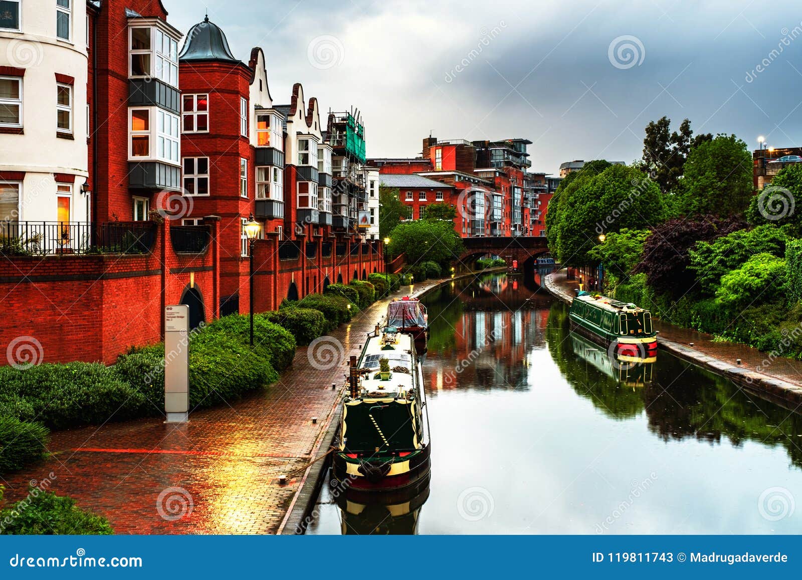 Embankments During The Rain In The Evening At Famous Birmingham Canal ...