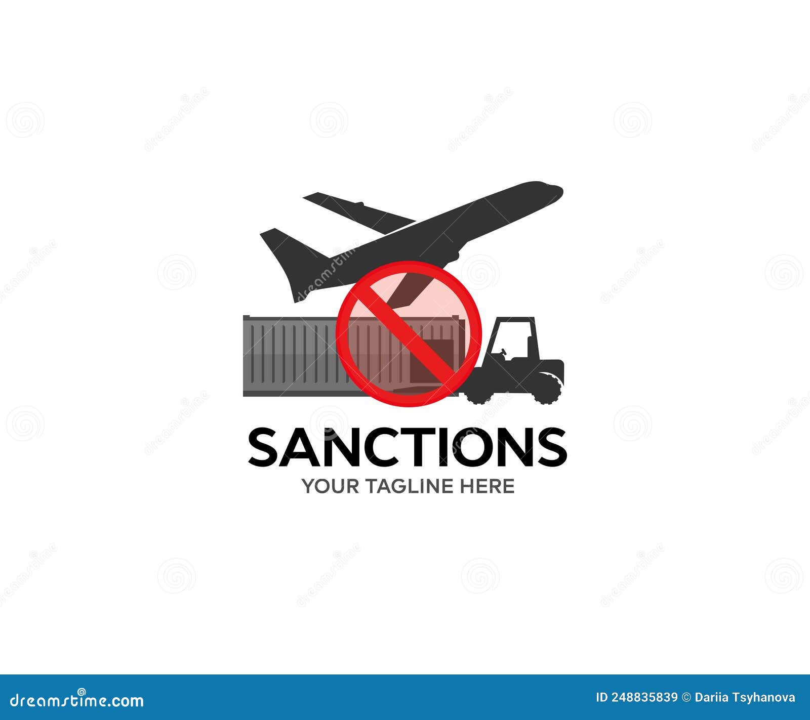 embargo trade wars. restriction on importation production, ban on export of dual-use goods to countries under sanction logo 