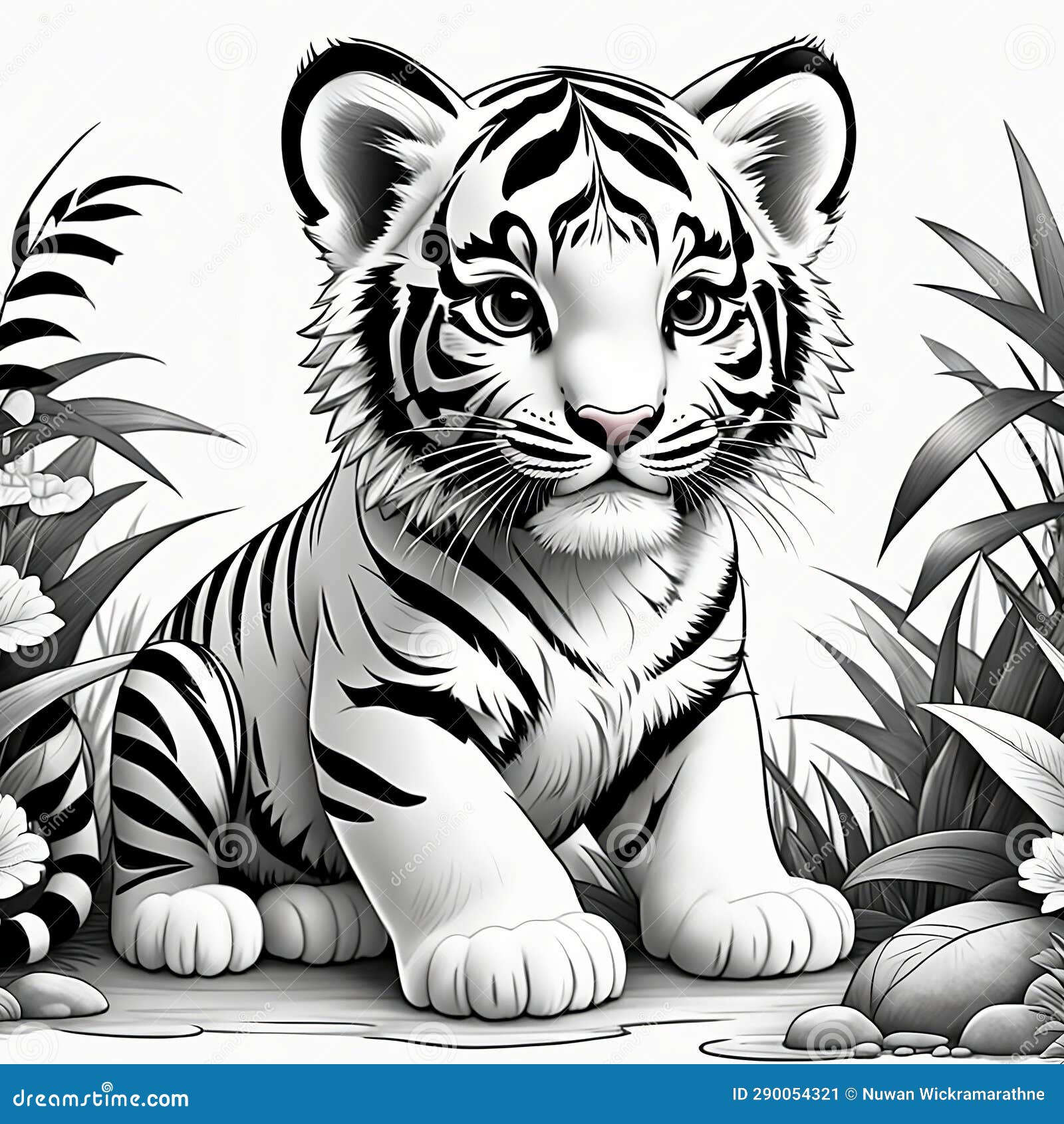entertaining coloring magic: kids' 3d artistic tiger cub fun