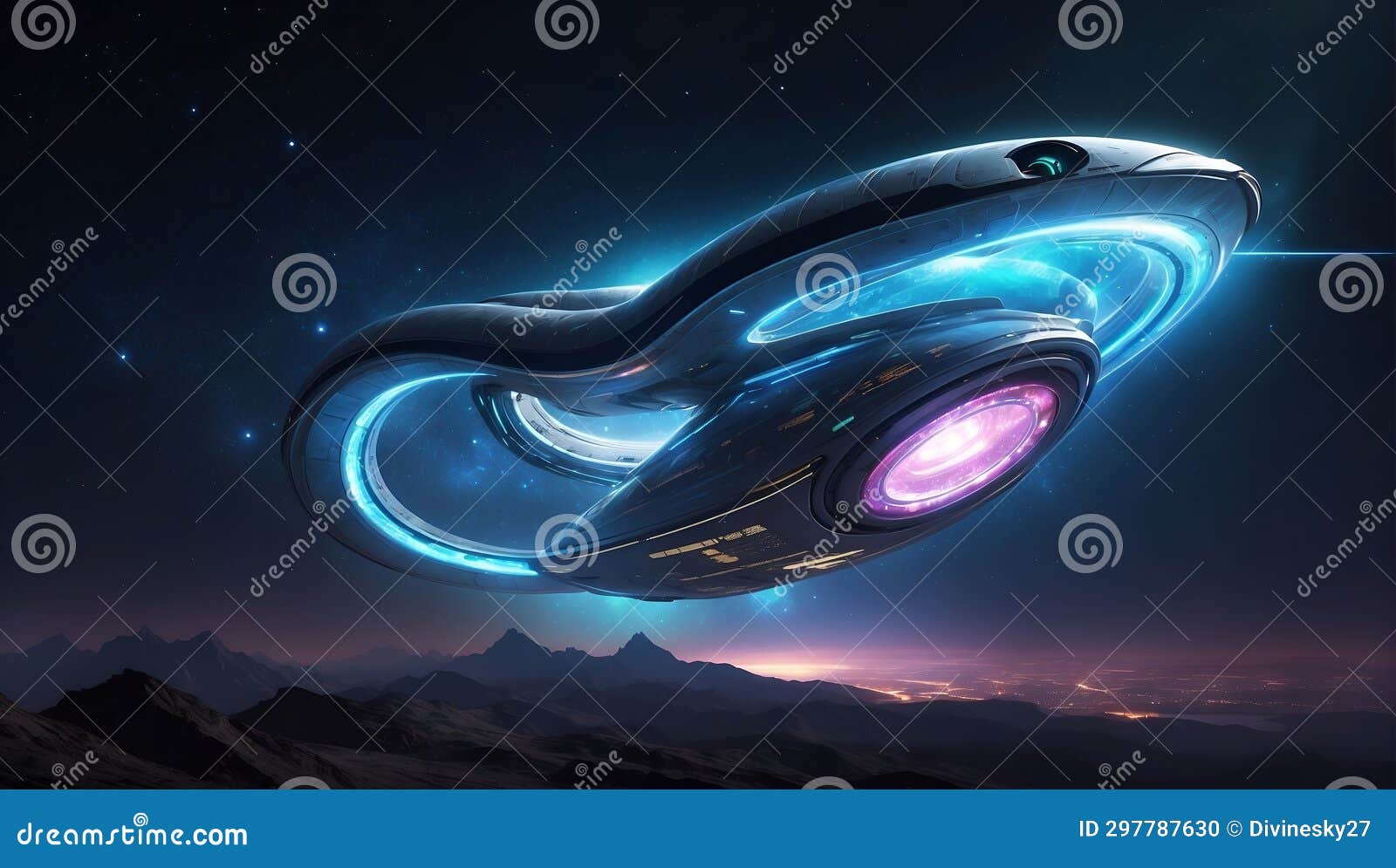 serpentine cosmic journey: a futuristic marvel in space. ai generated