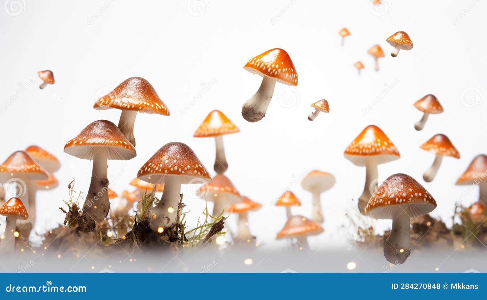 flying mushrooms in a magical moment