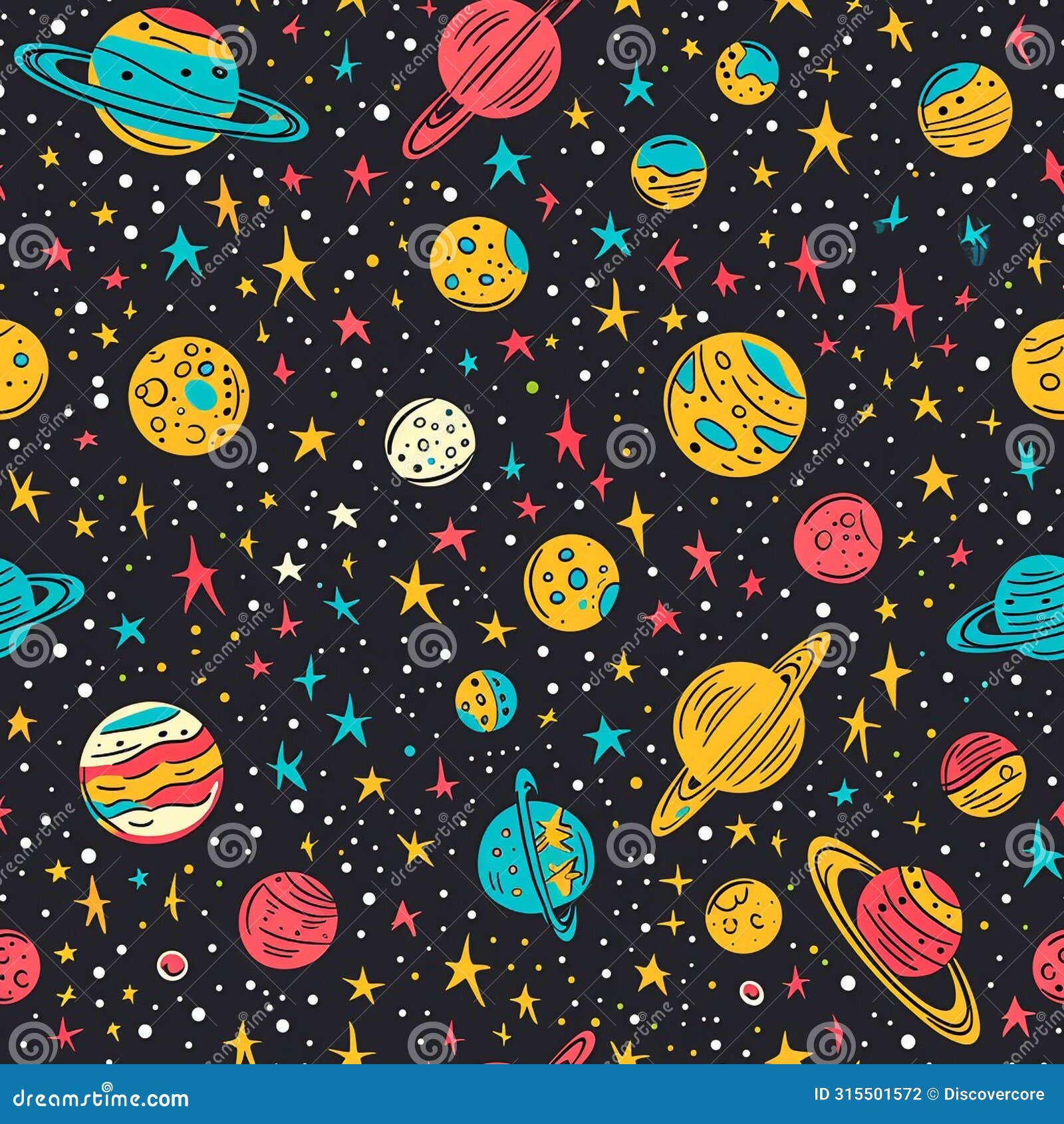 galactic doodles - playful seamless space pattern for creative exploration