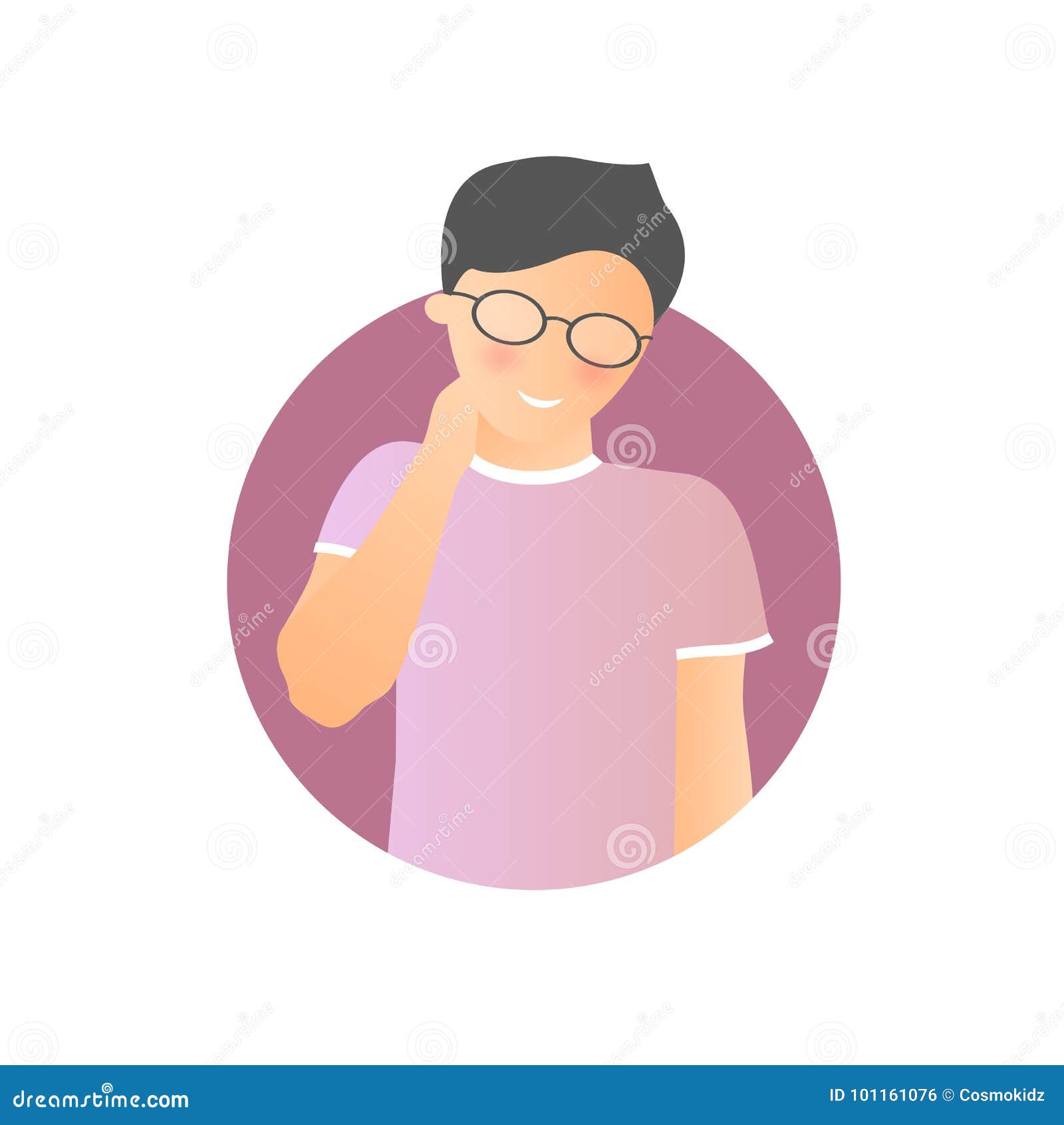 embarrassment expression, man shy, timid. flat gradient  icon