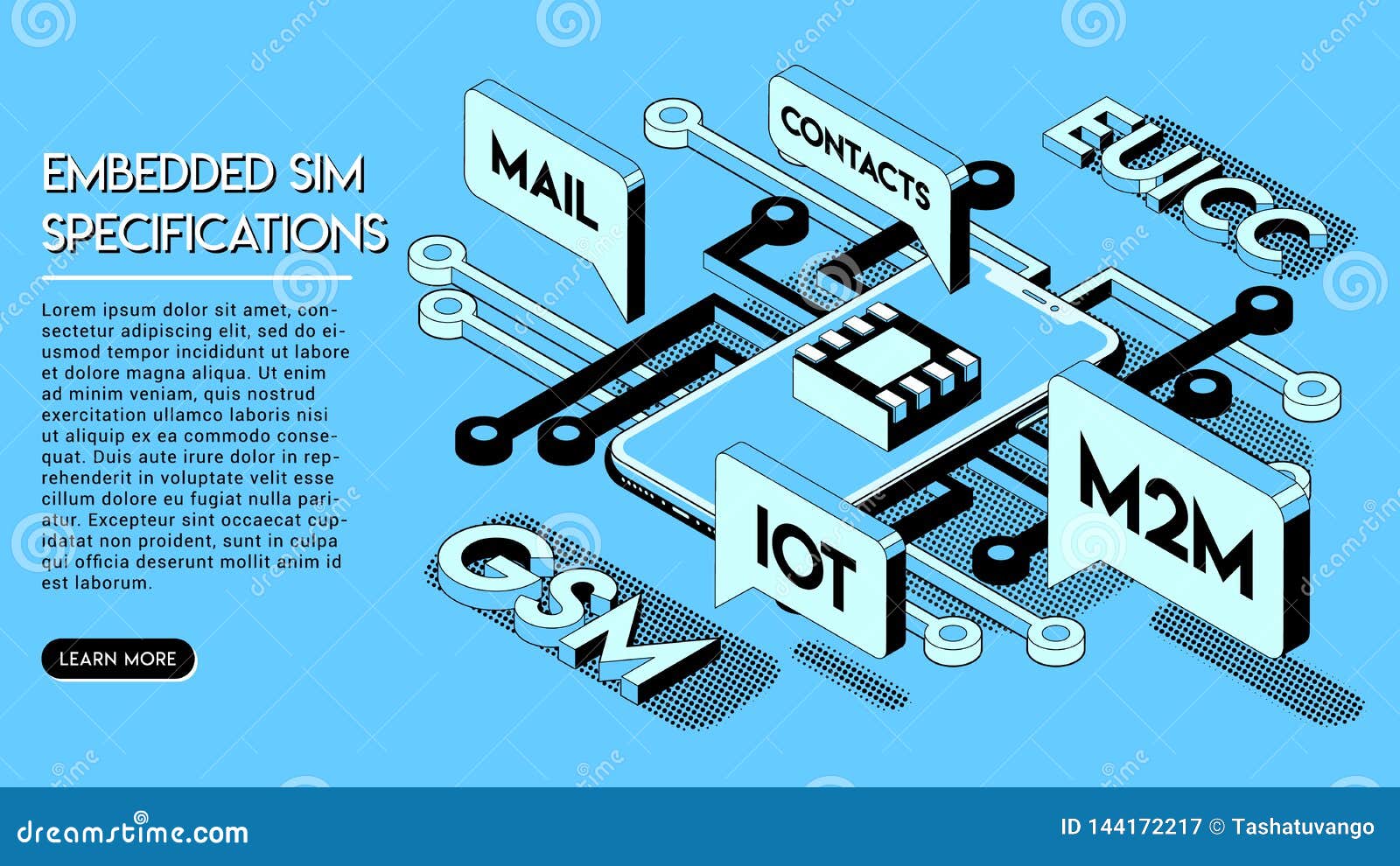 embedded sim concept. new mobile communication technology.